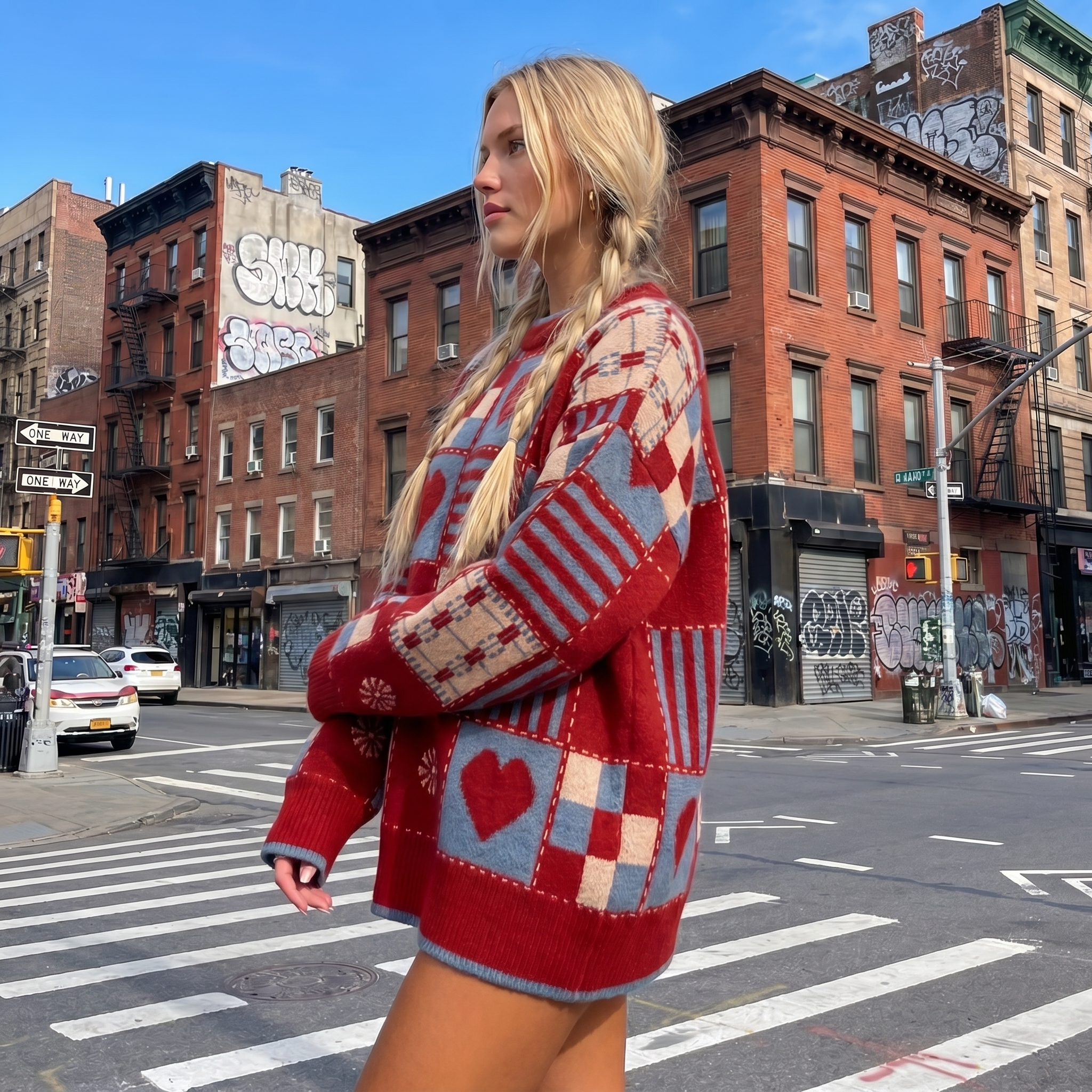 Oversized Heart Sweater Y2K
