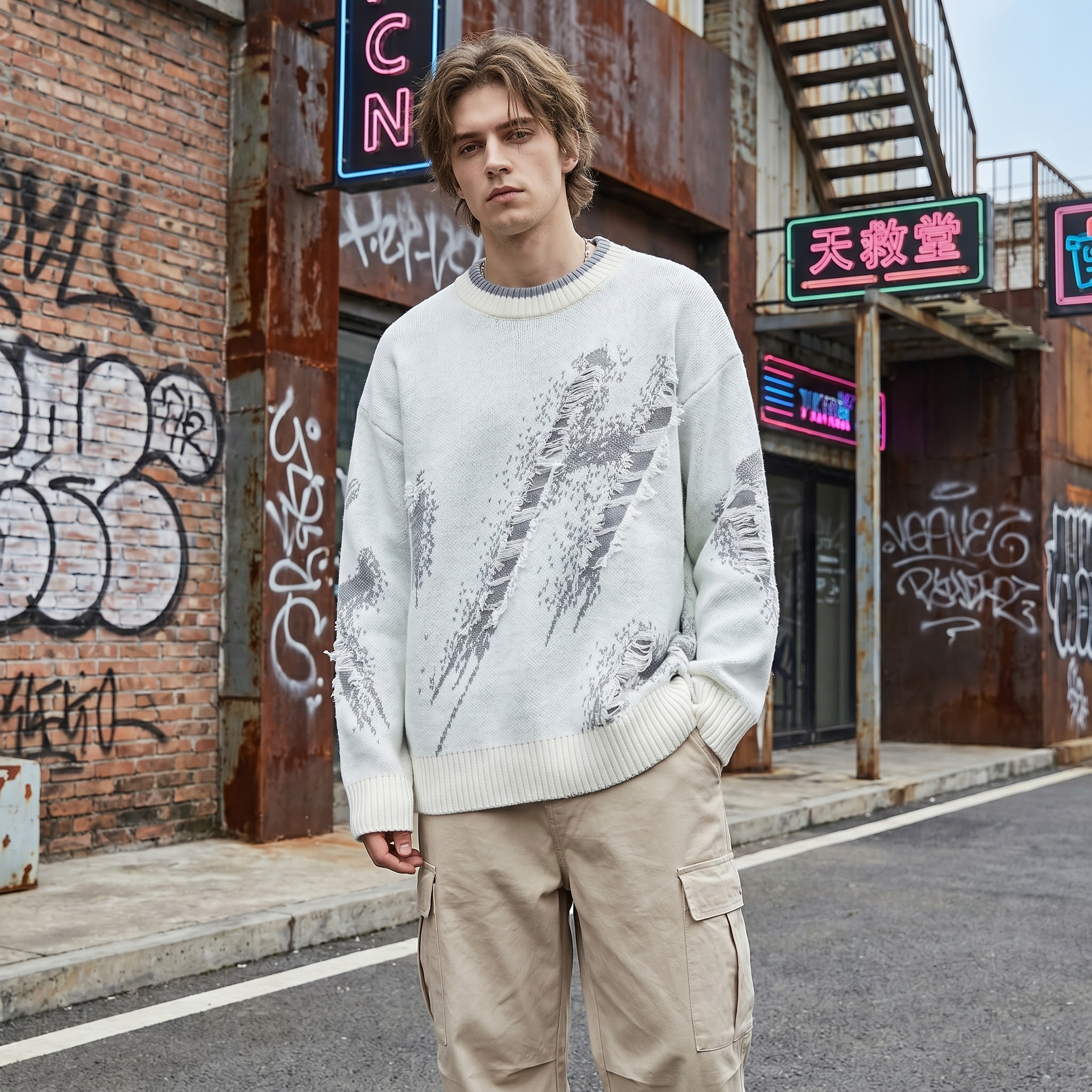 Y2K Men Casual Sweater