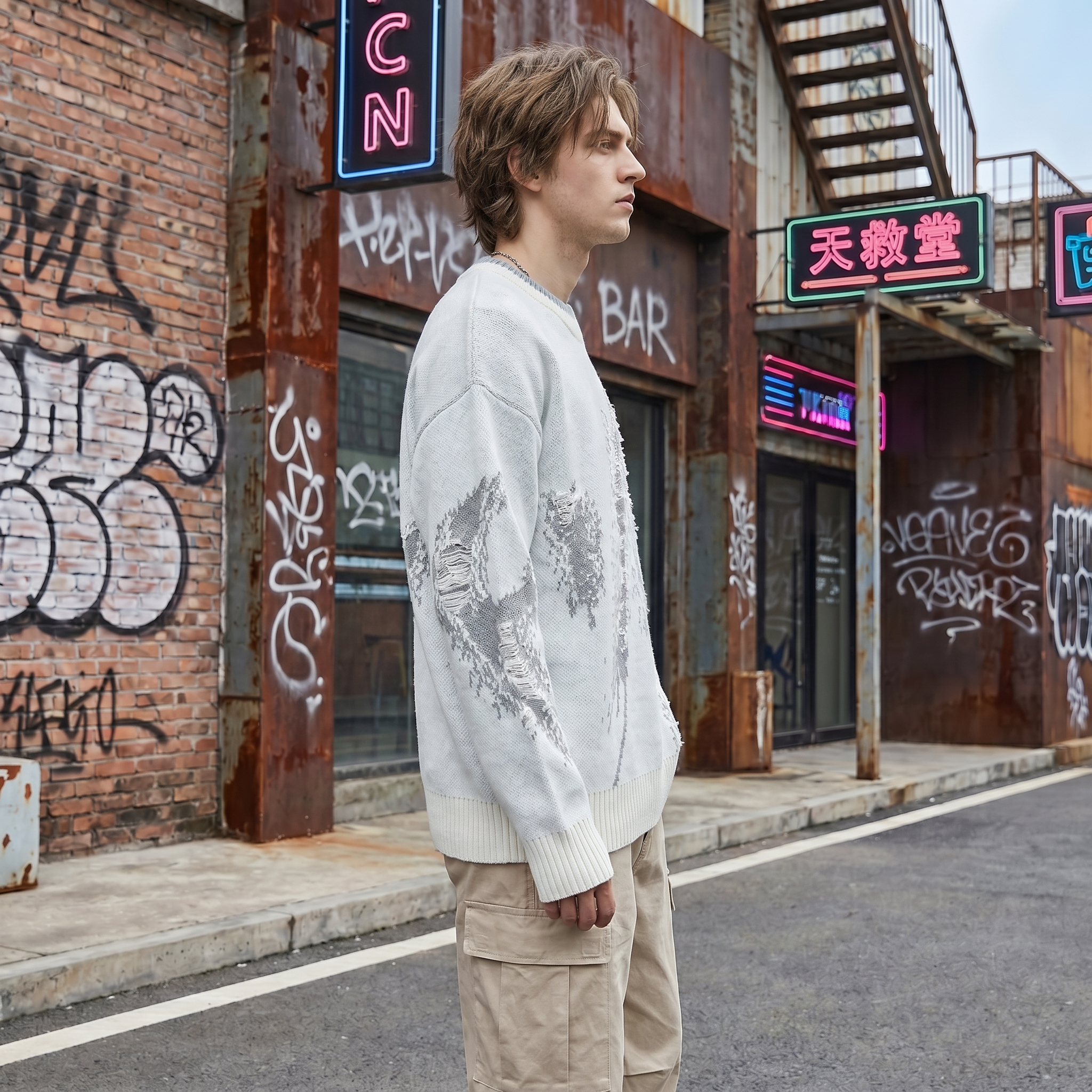Y2K Men Casual Sweater