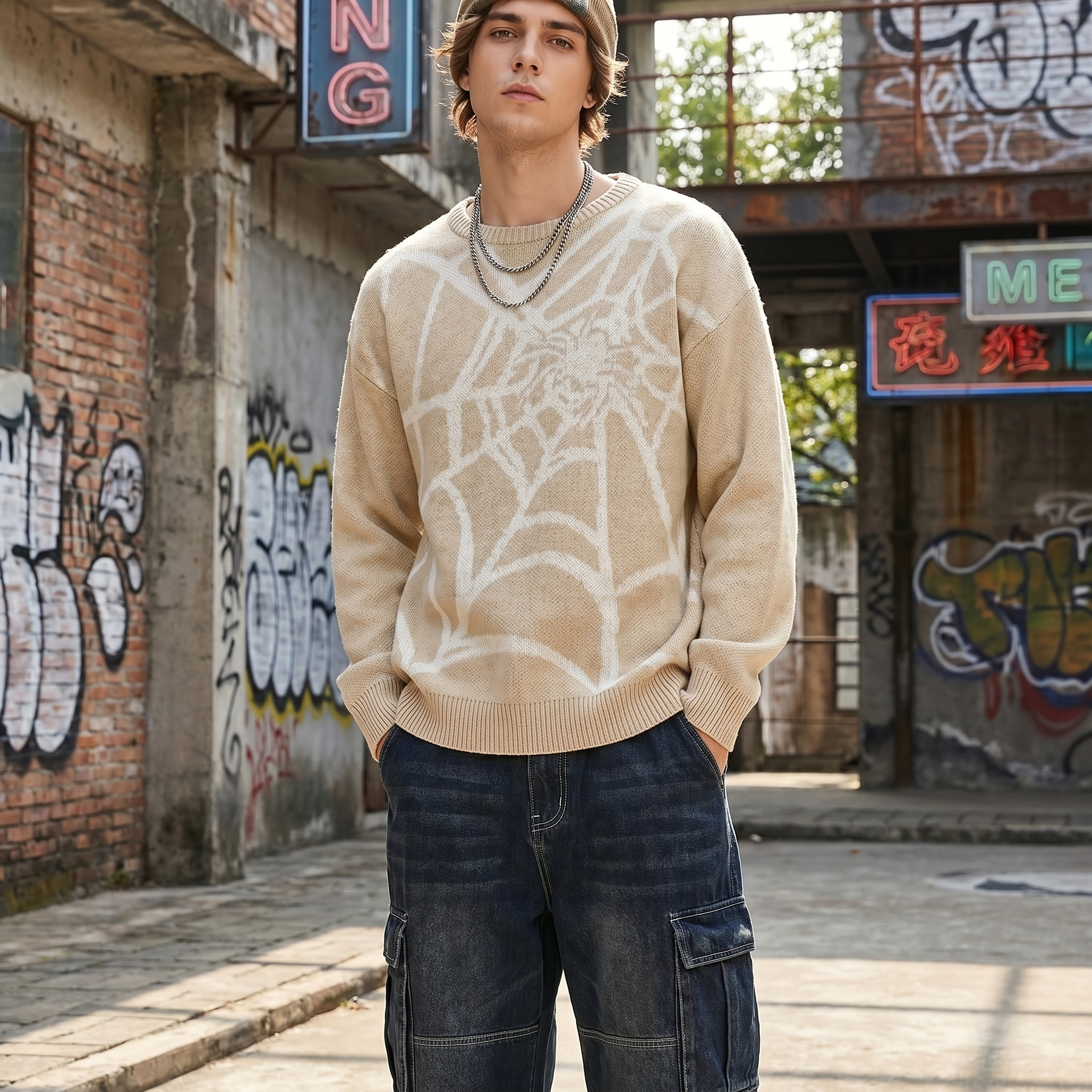 Round Neck Knitted Men's Pullover