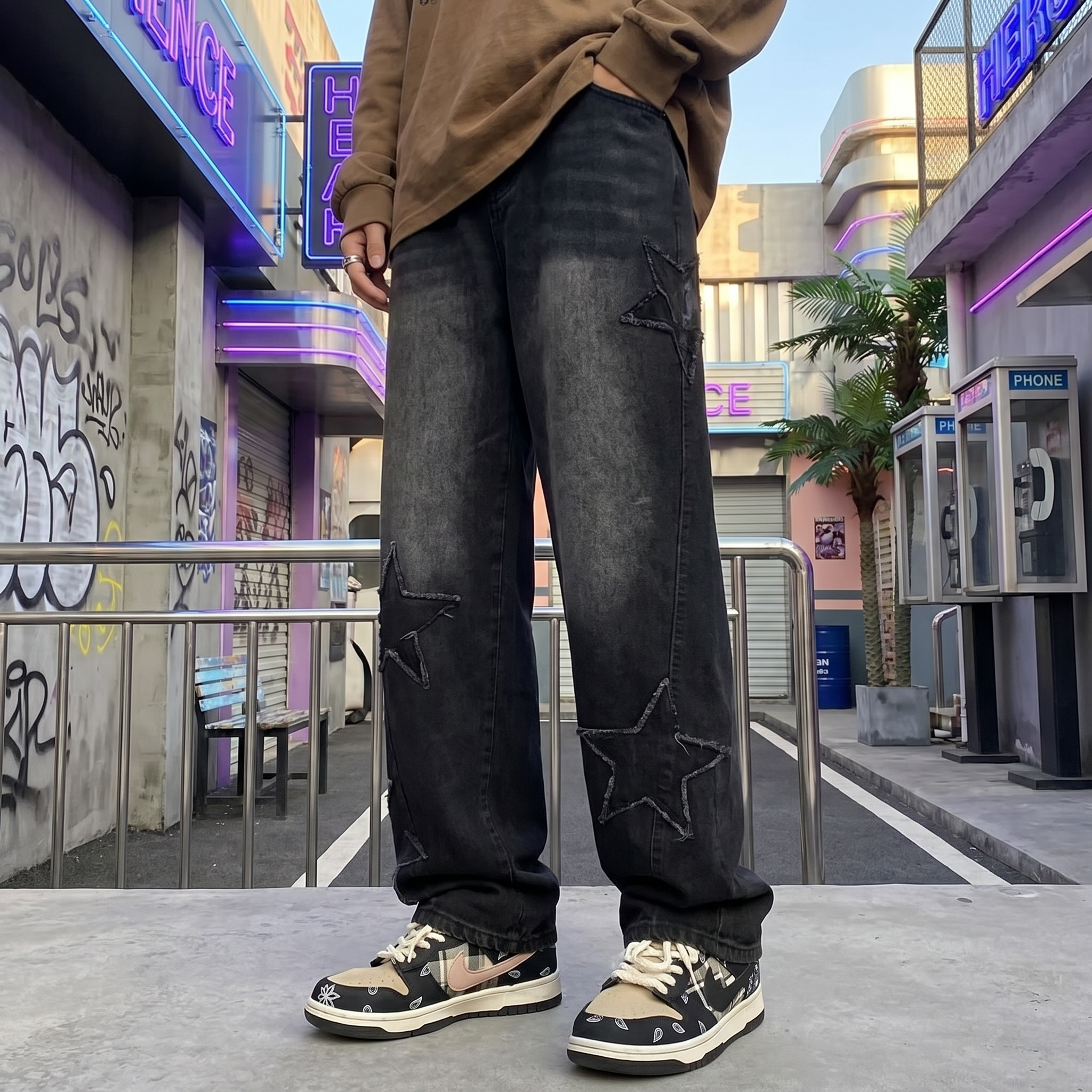 Embroidered Men's Jeans Y2K