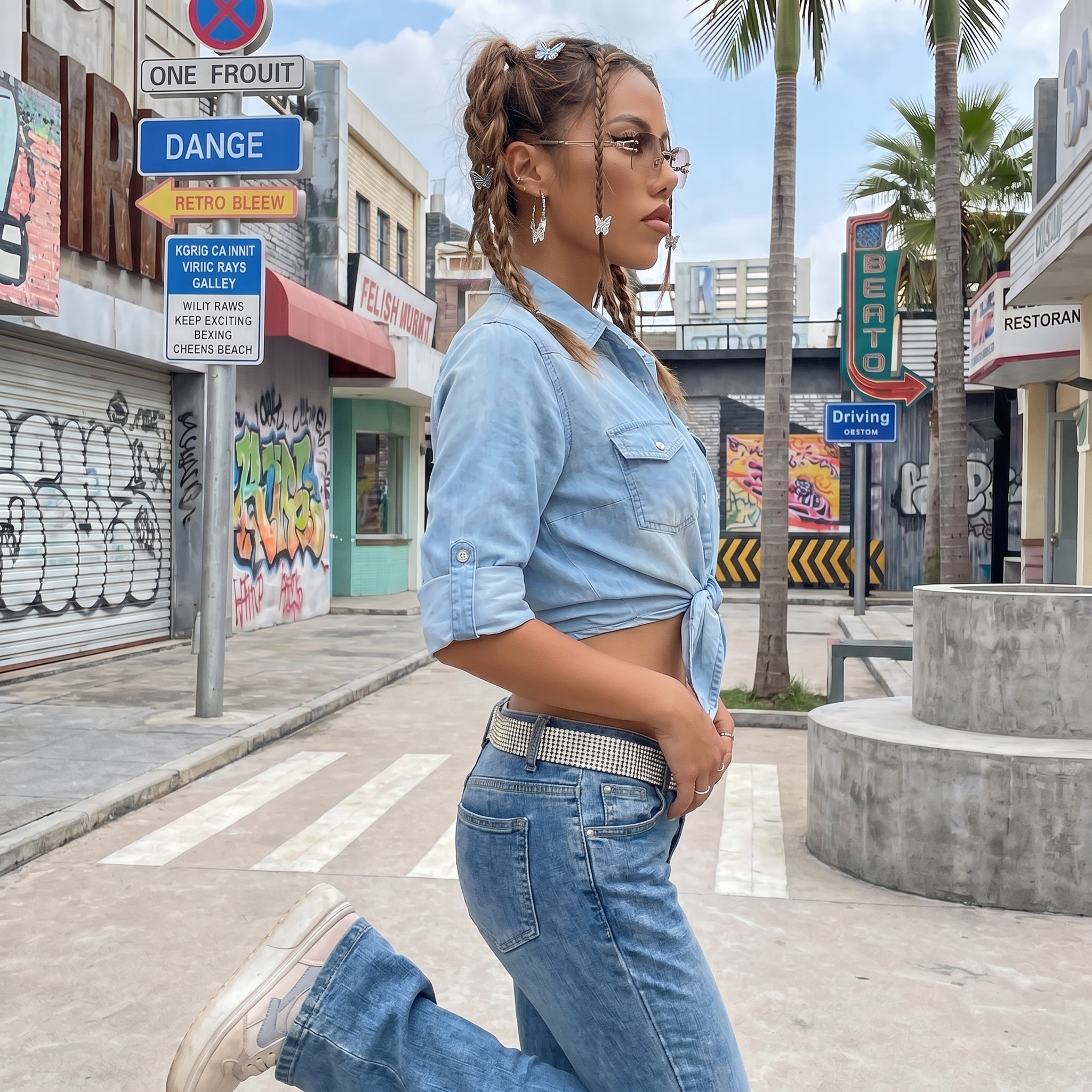 Denim Y2K Crop Top