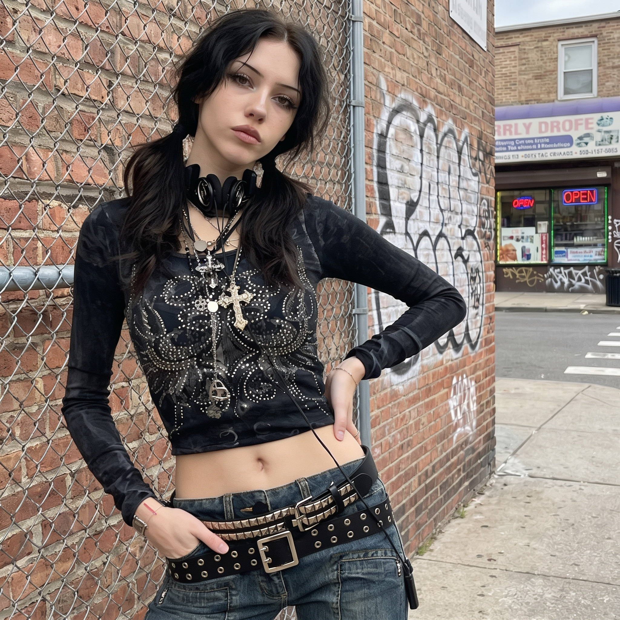 Rhinestone Y2K Graphic Crop Top