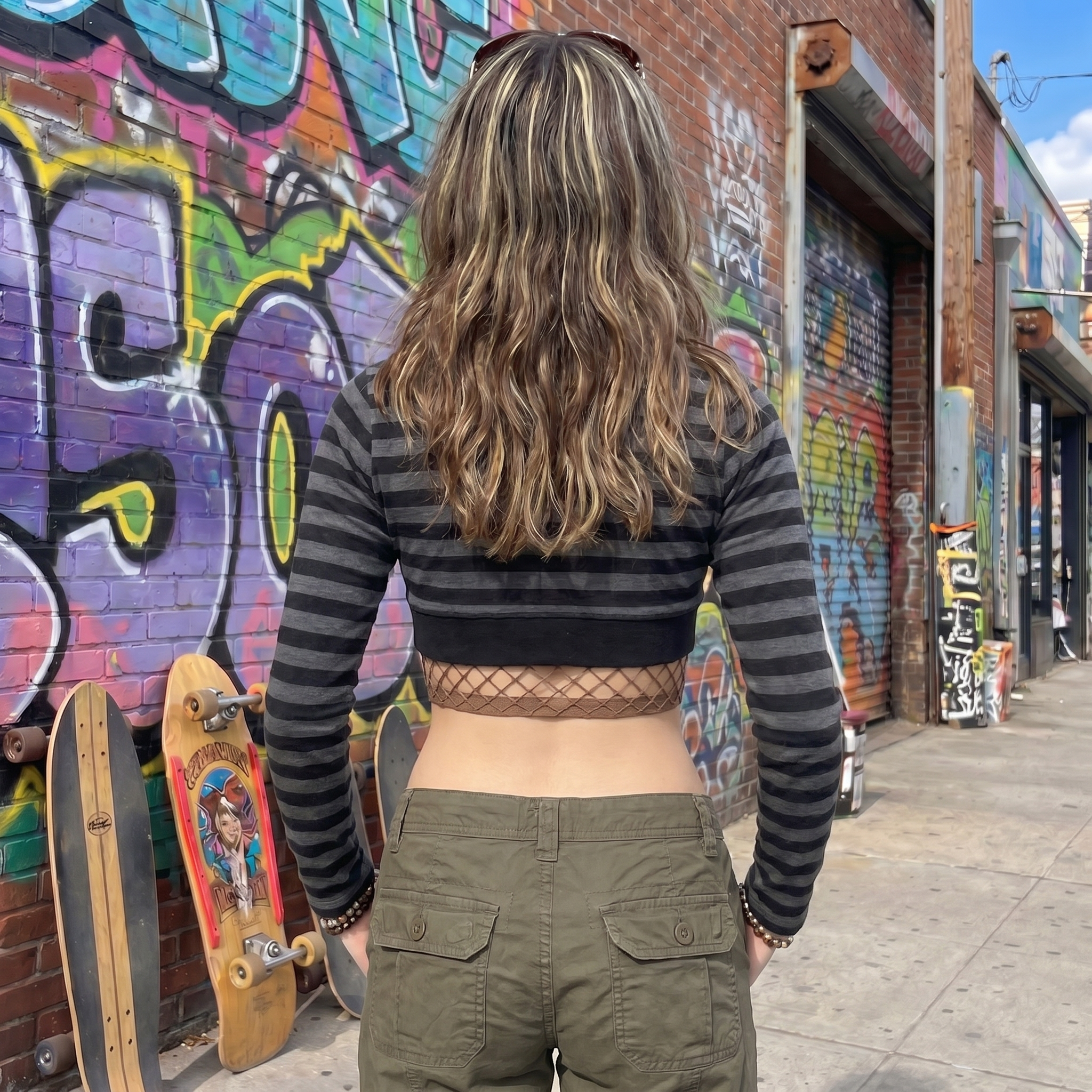 Striped Long Sleeve Y2K Shirt