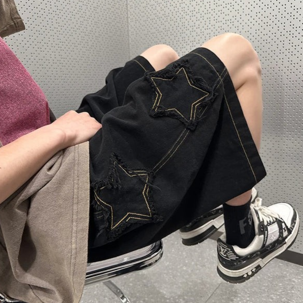 Y2K Star Patch Baggy Shorts
