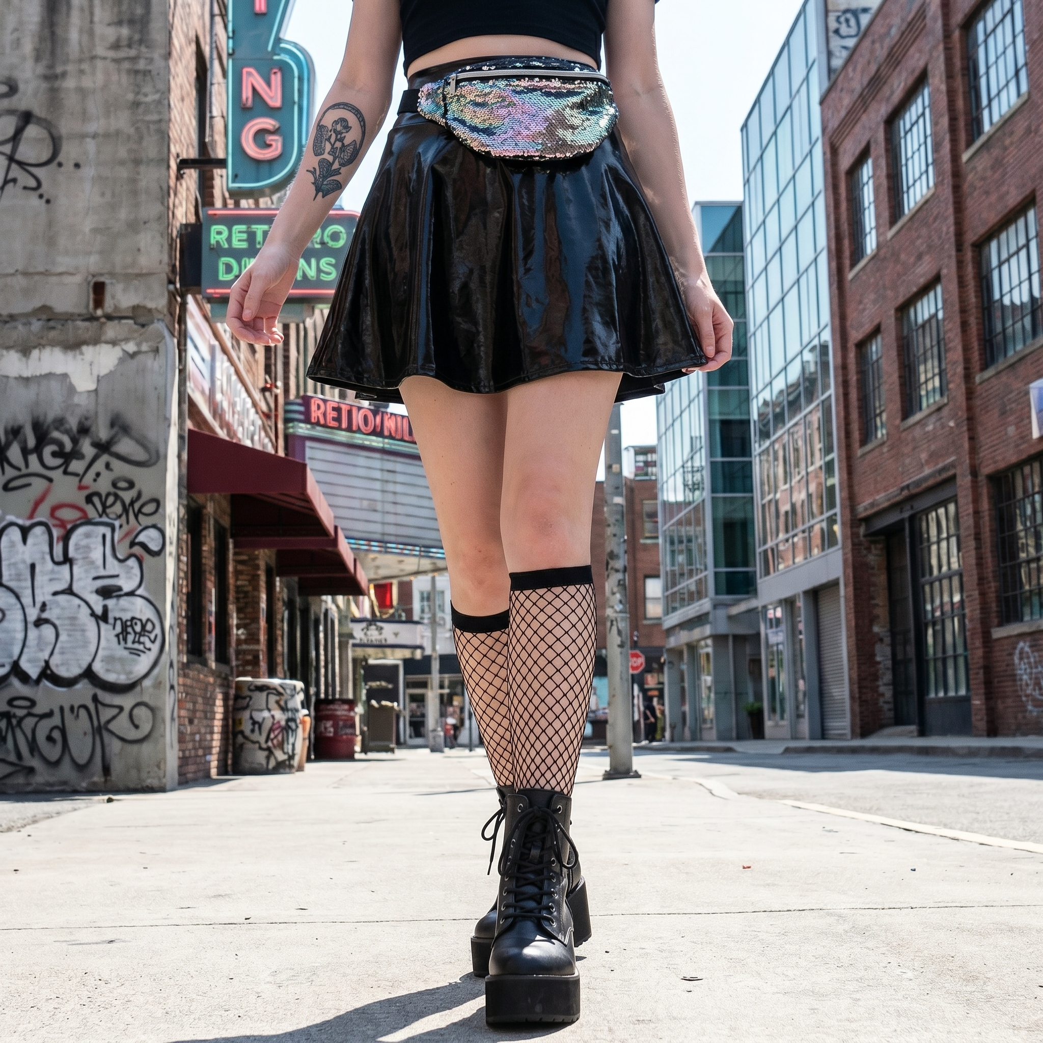 High Waist Y2K Leather Skirts