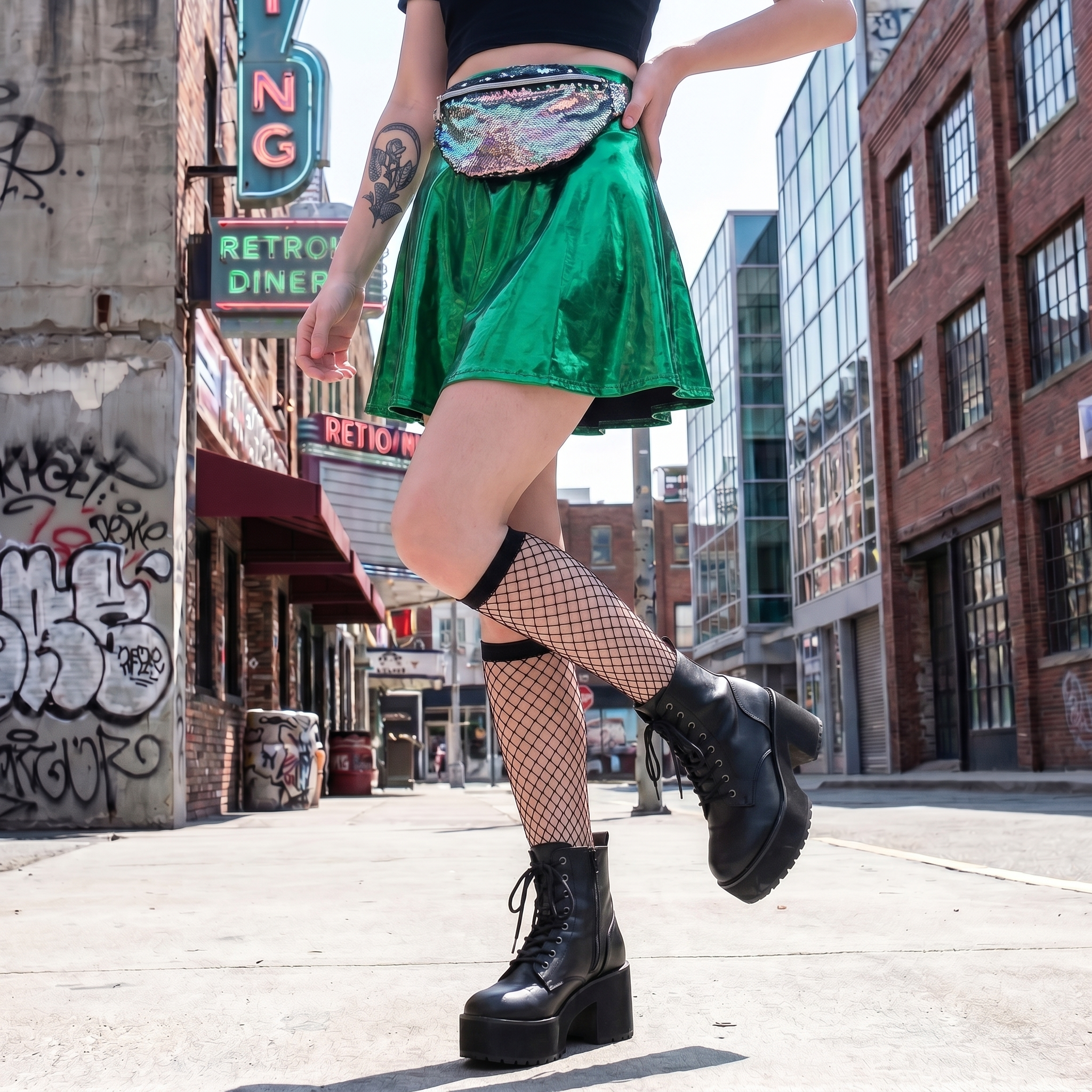 High Waist Y2K Leather Skirts