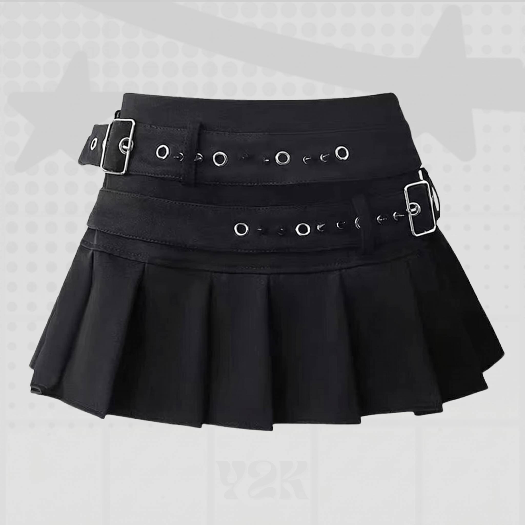 Y2K Double Belt Mini Skirt