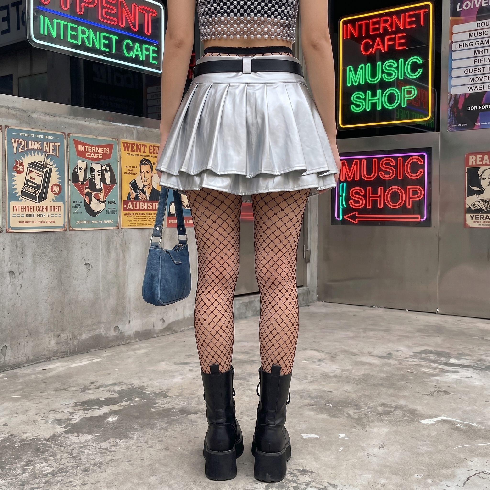 Leather Y2k Pleated Skirt