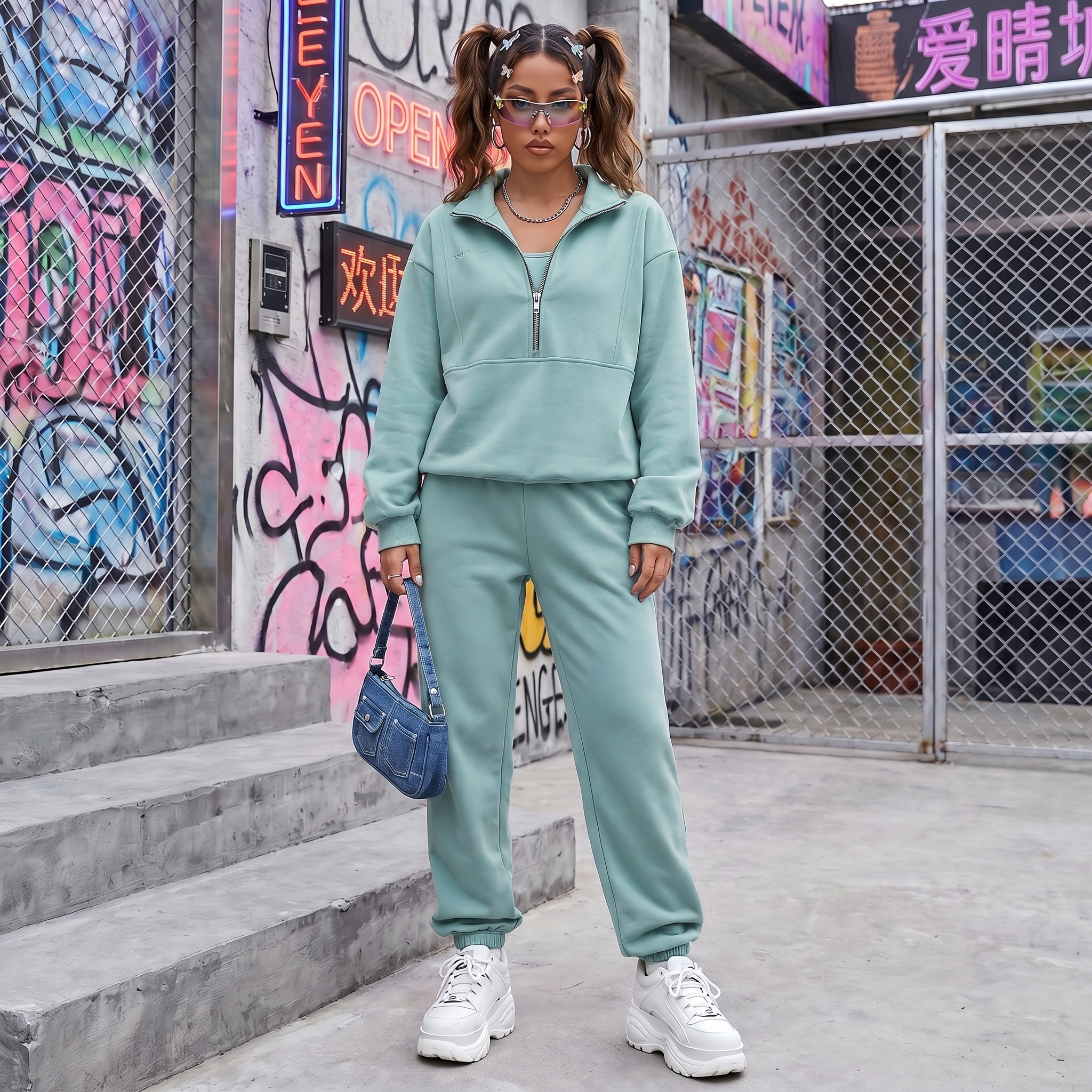 Zipper Y2K Tracksuit Set