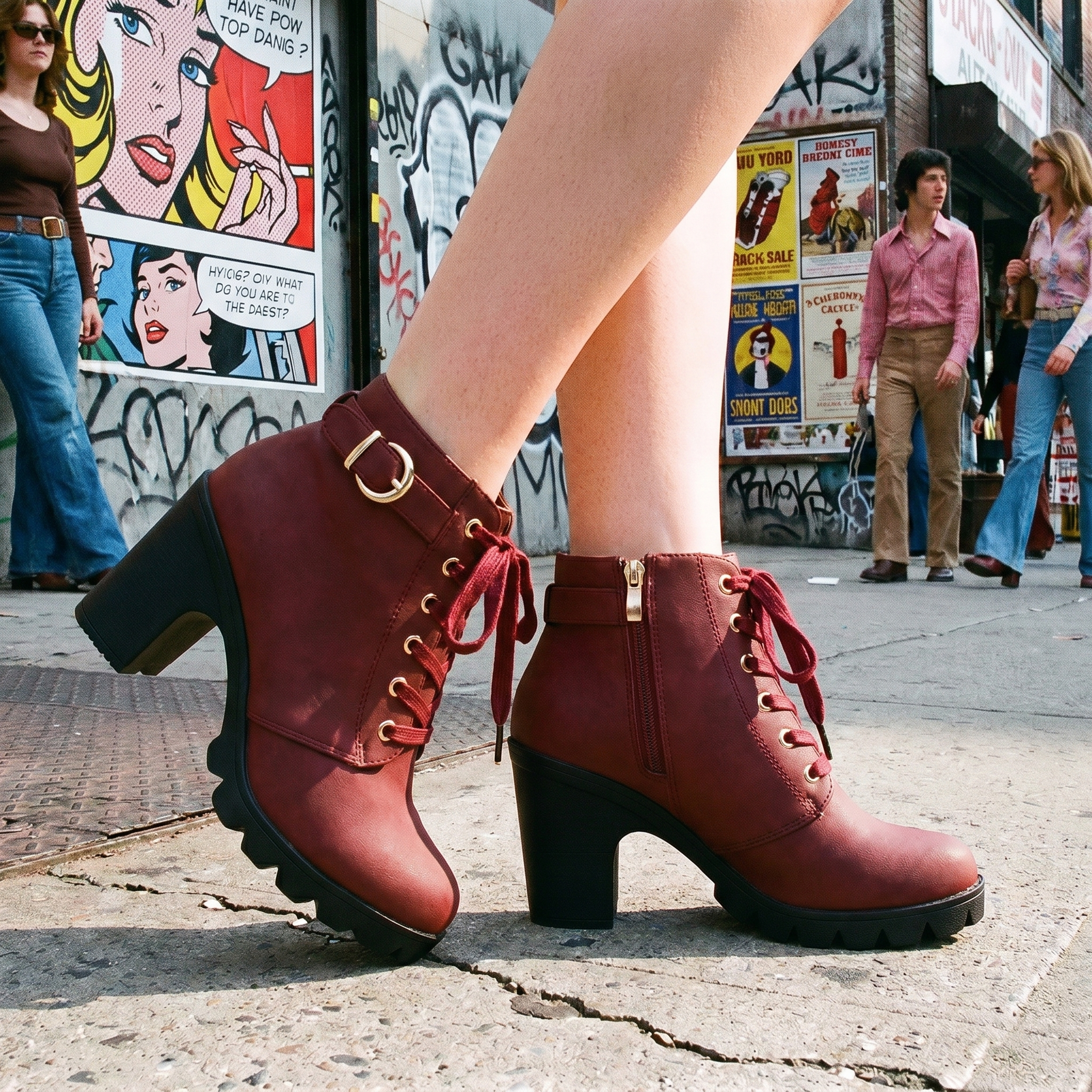 Zipper Y2K Lace Up Boots