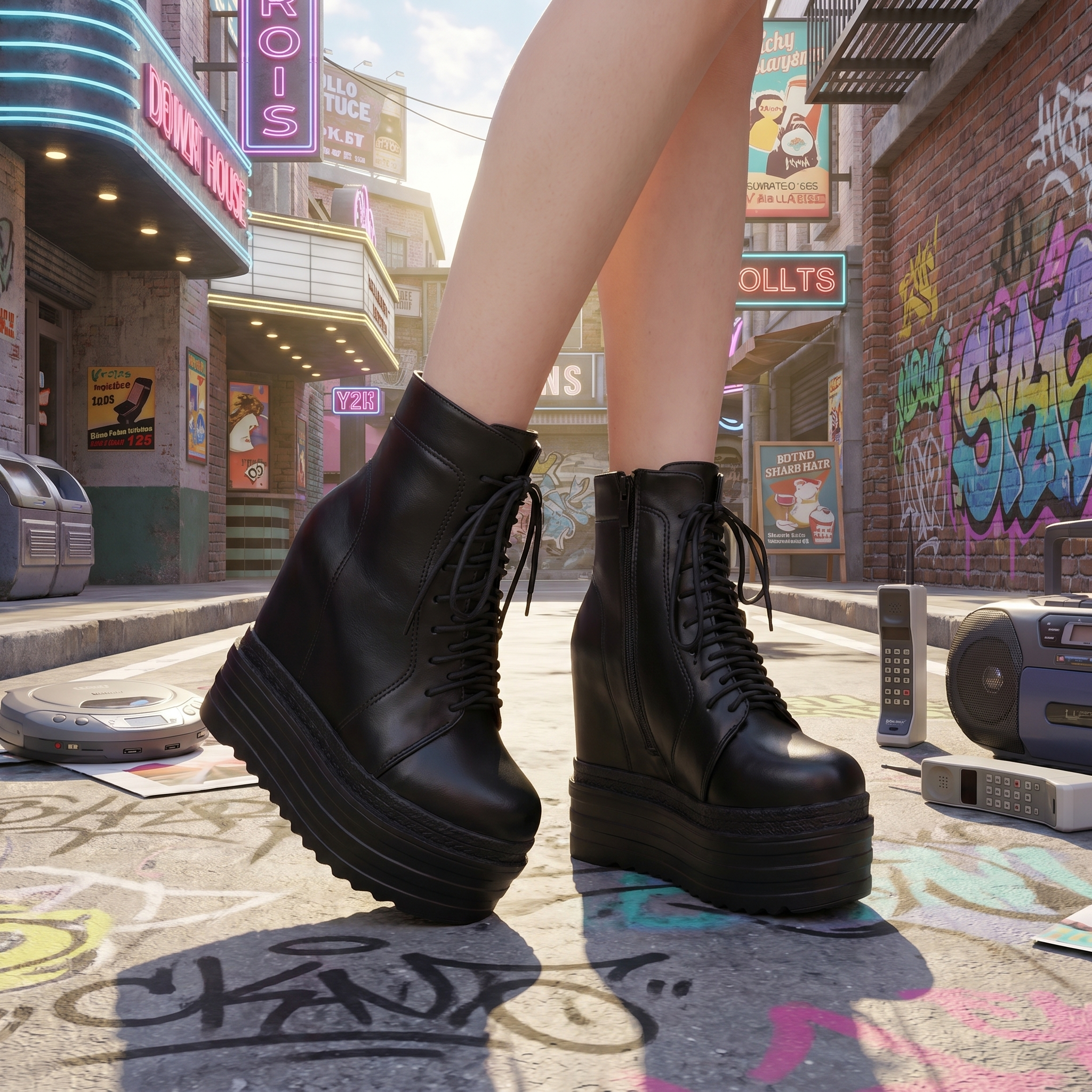 Y2K Platform Wedge Boots