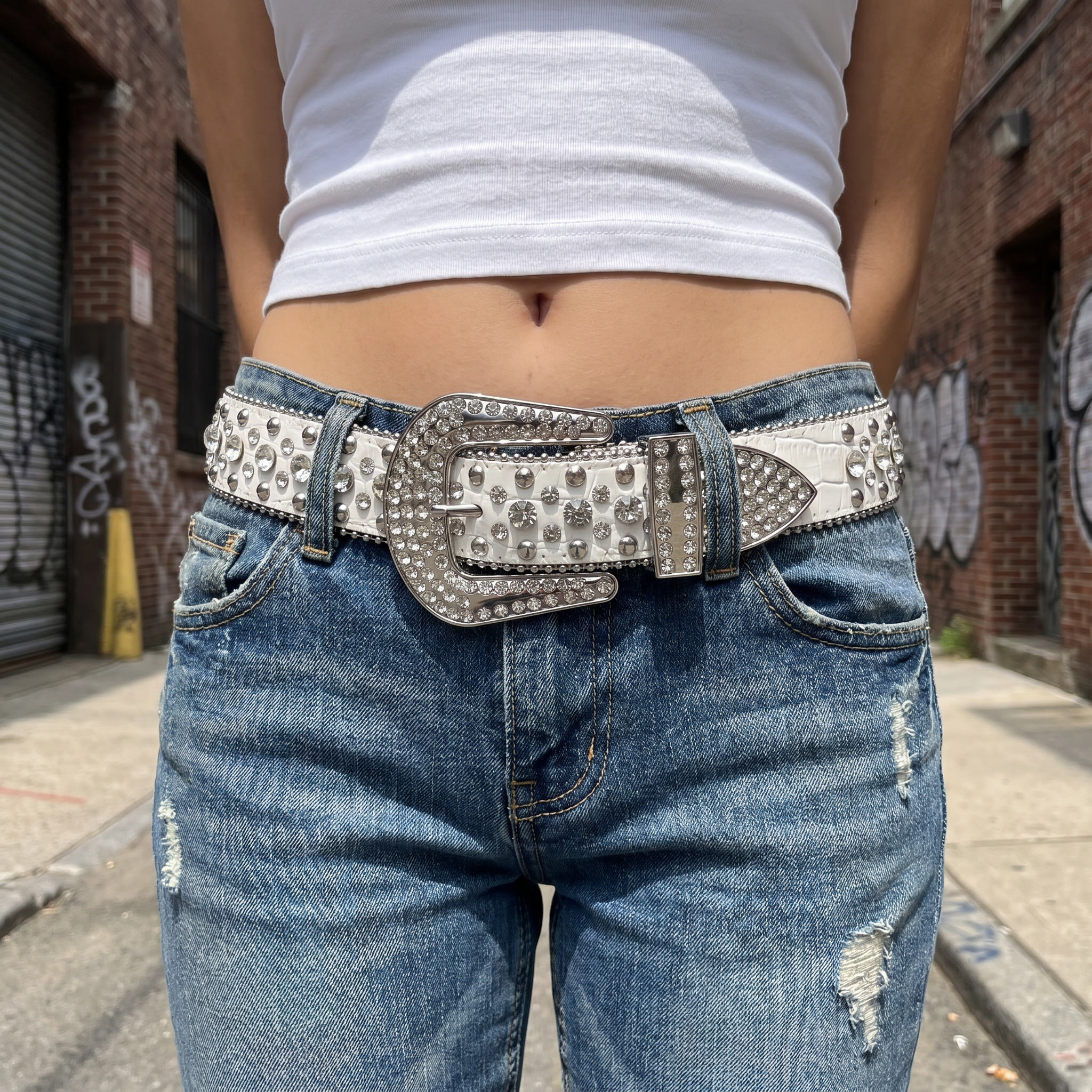 White Y2K Belt