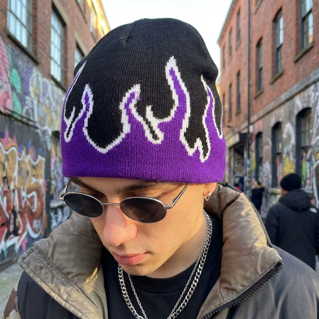 Y2K Flame Beanie