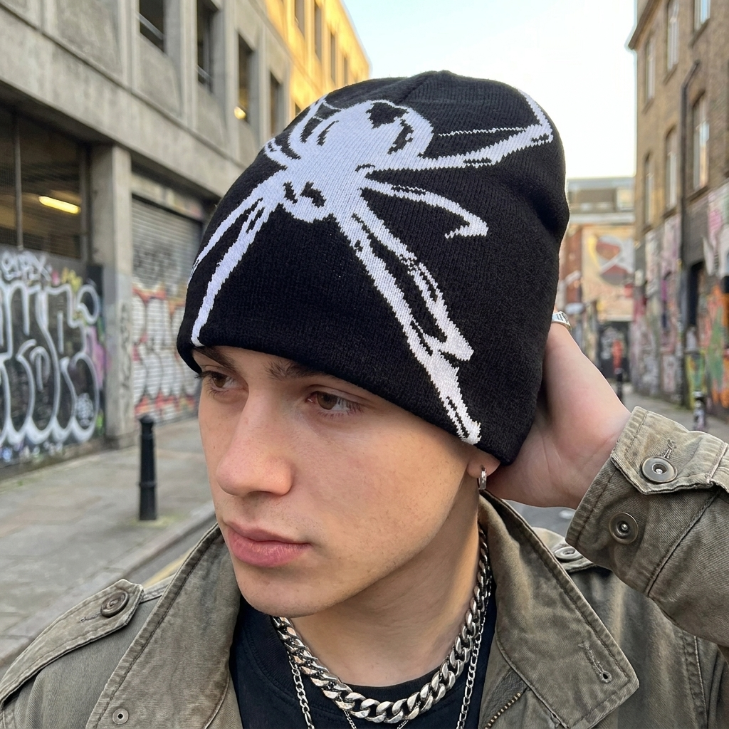 Y2K Spider Knit Beanie
