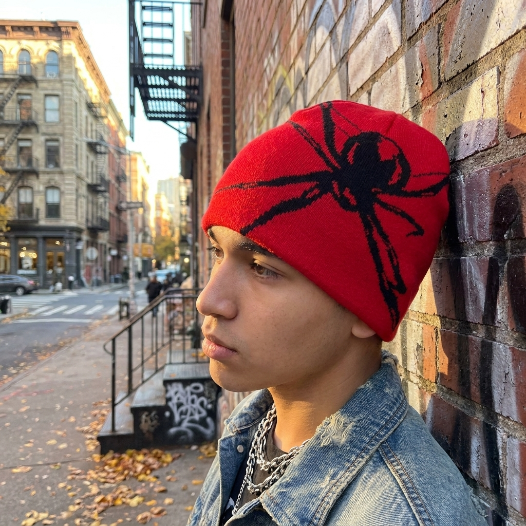 Y2K Spider Knit Beanie