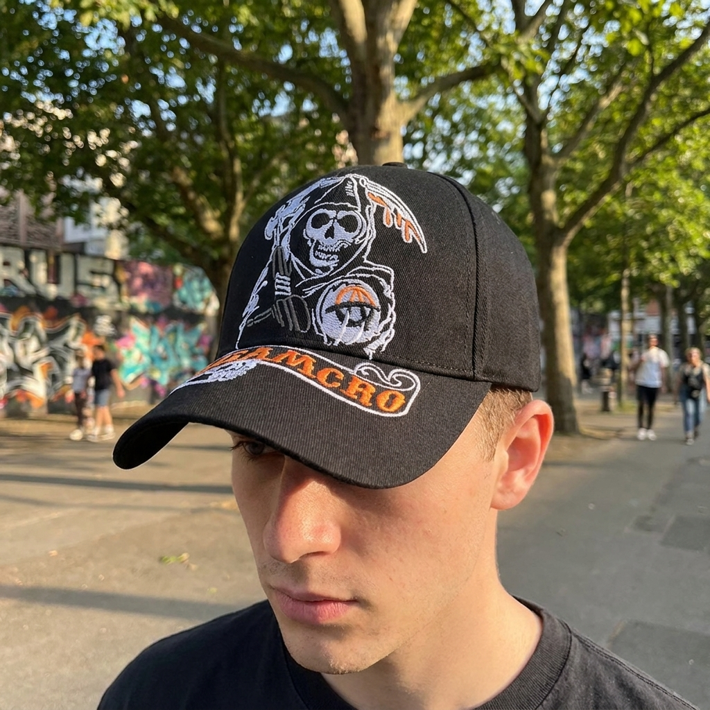 Skull Embroidery Y2K Hats