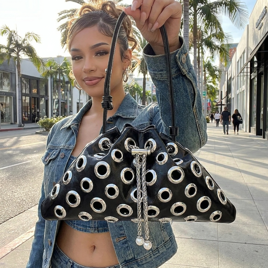 Y2K Eyelet Shoulder Bag