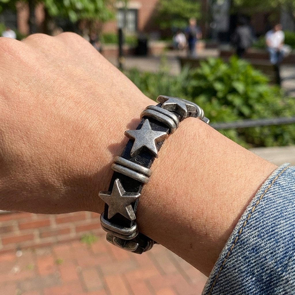 Y2K Star Leather Bracelet