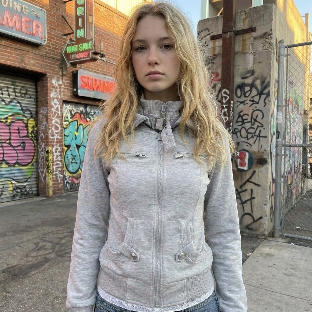 2000s Grey Zip-Up Jacket