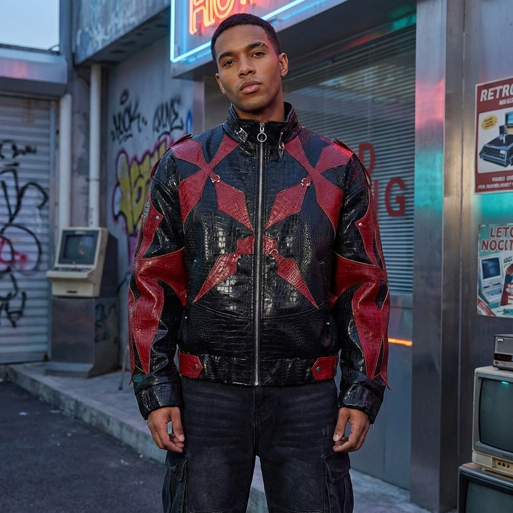 Faux Leather Bomber Jacket