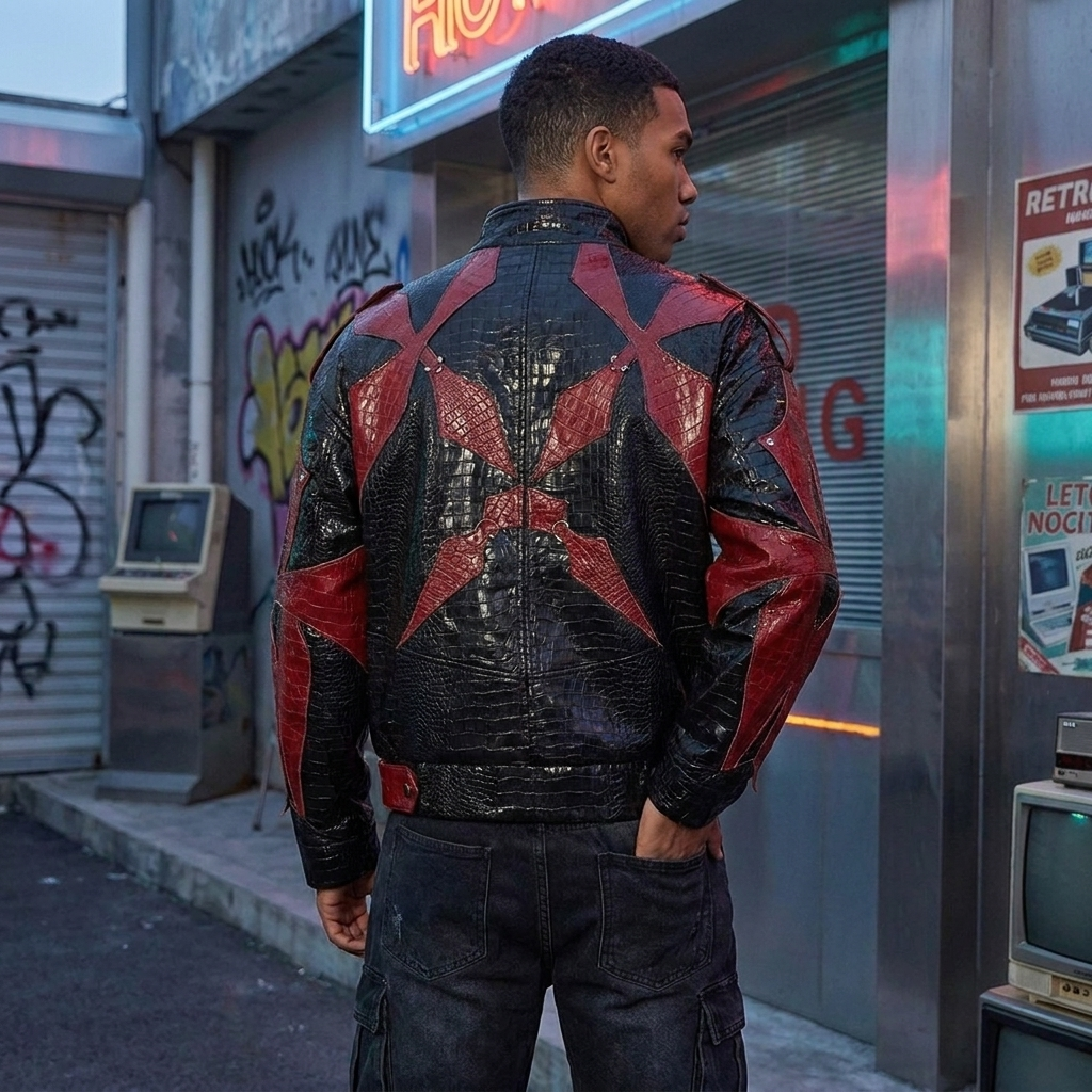 Faux Leather Bomber Jacket