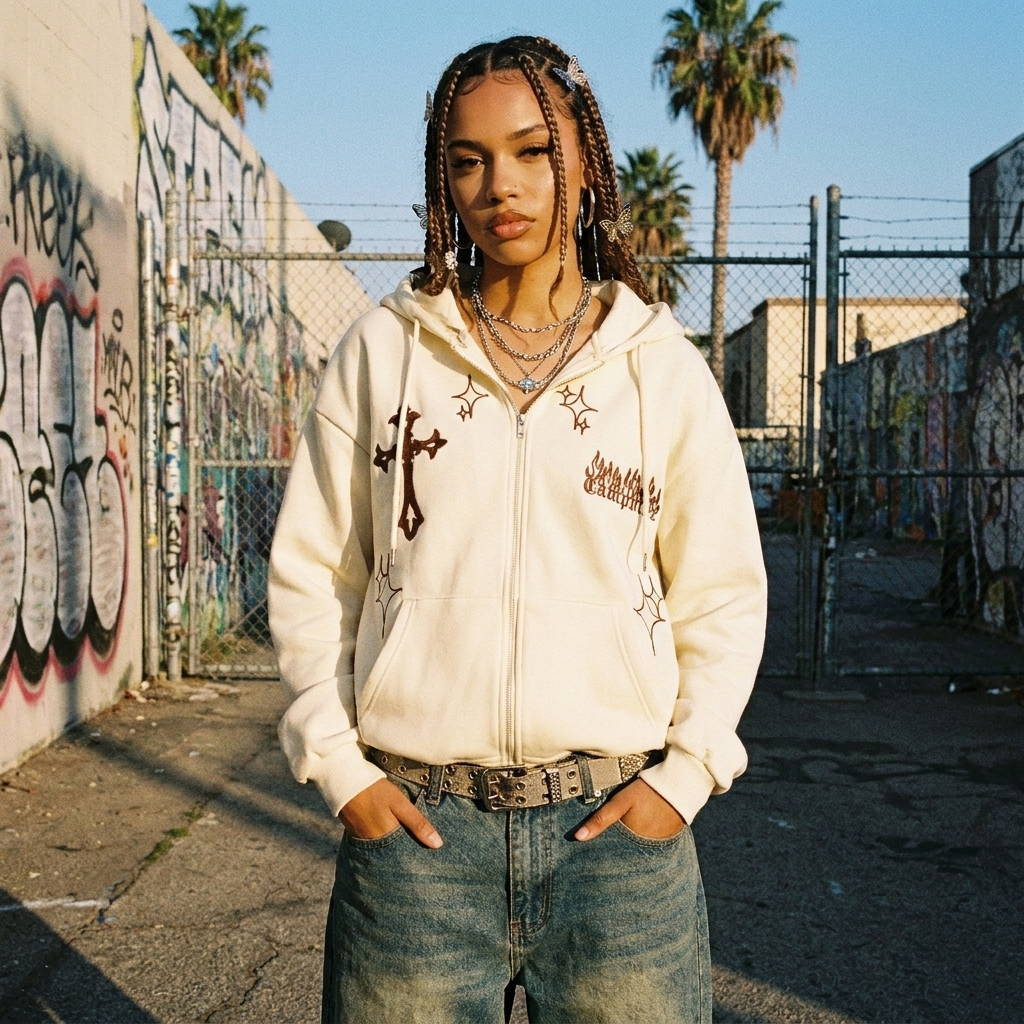 Gothic Y2K Zip Up Hoodie