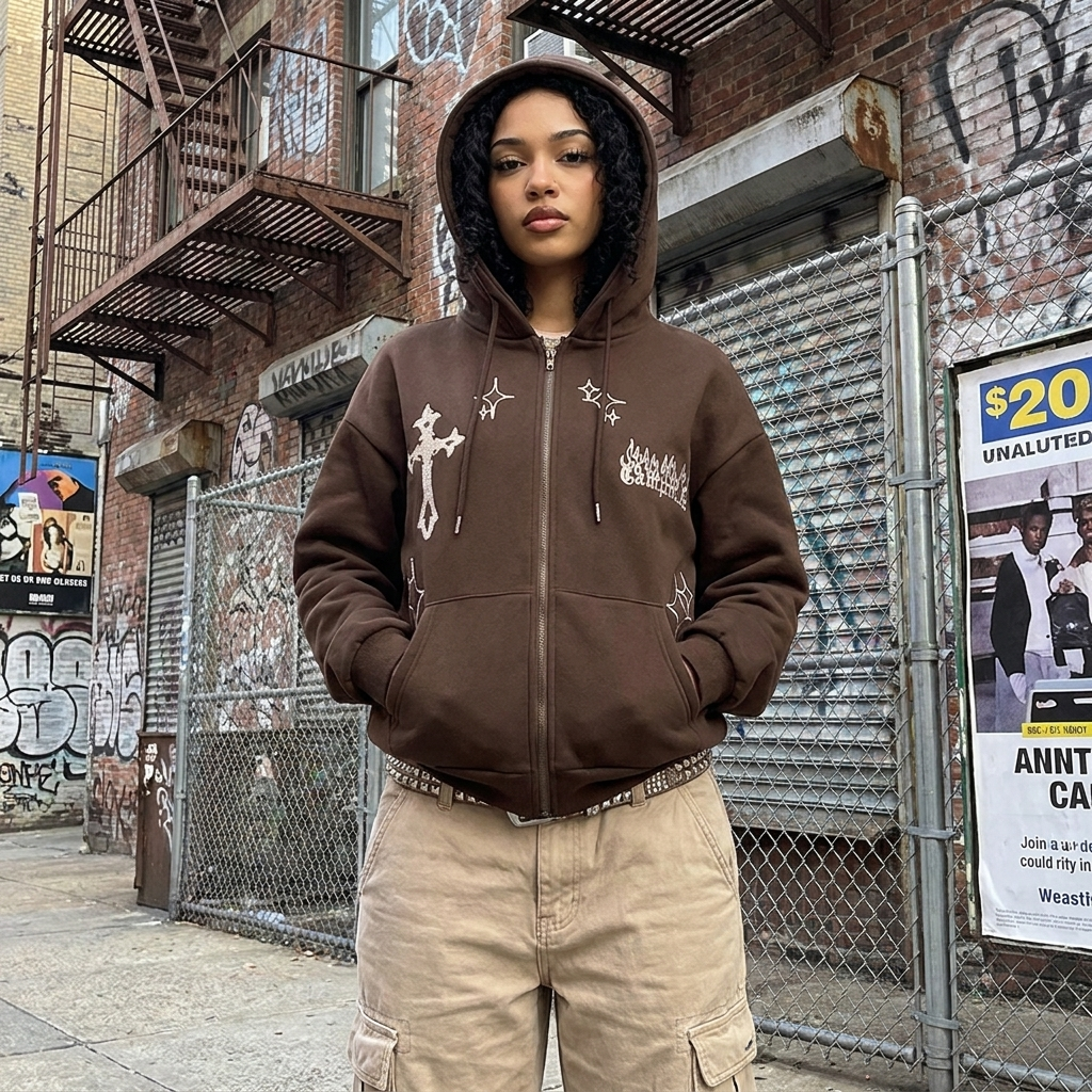 Gothic Y2K Zip Up Hoodie