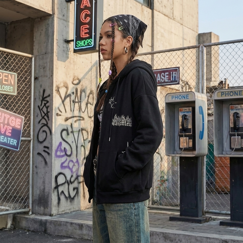 Gothic Y2K Zip Up Hoodie