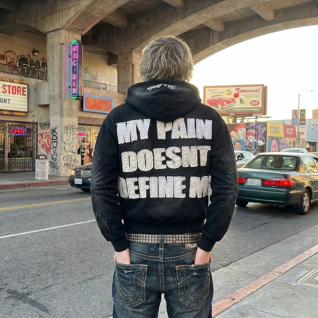 Letter Embroidery Y2K Hoodie