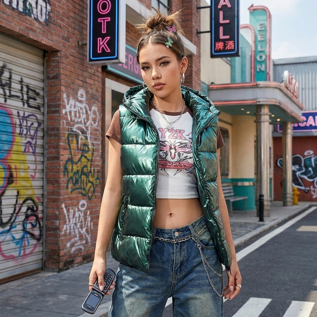 Glossy Y2K Puffer Vest