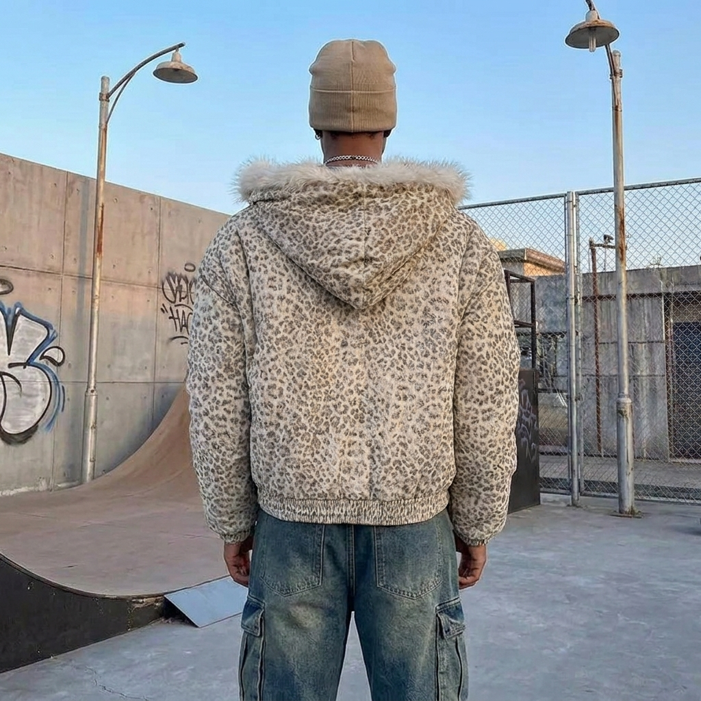 Leopard Print Fur Padded Y2K Coat