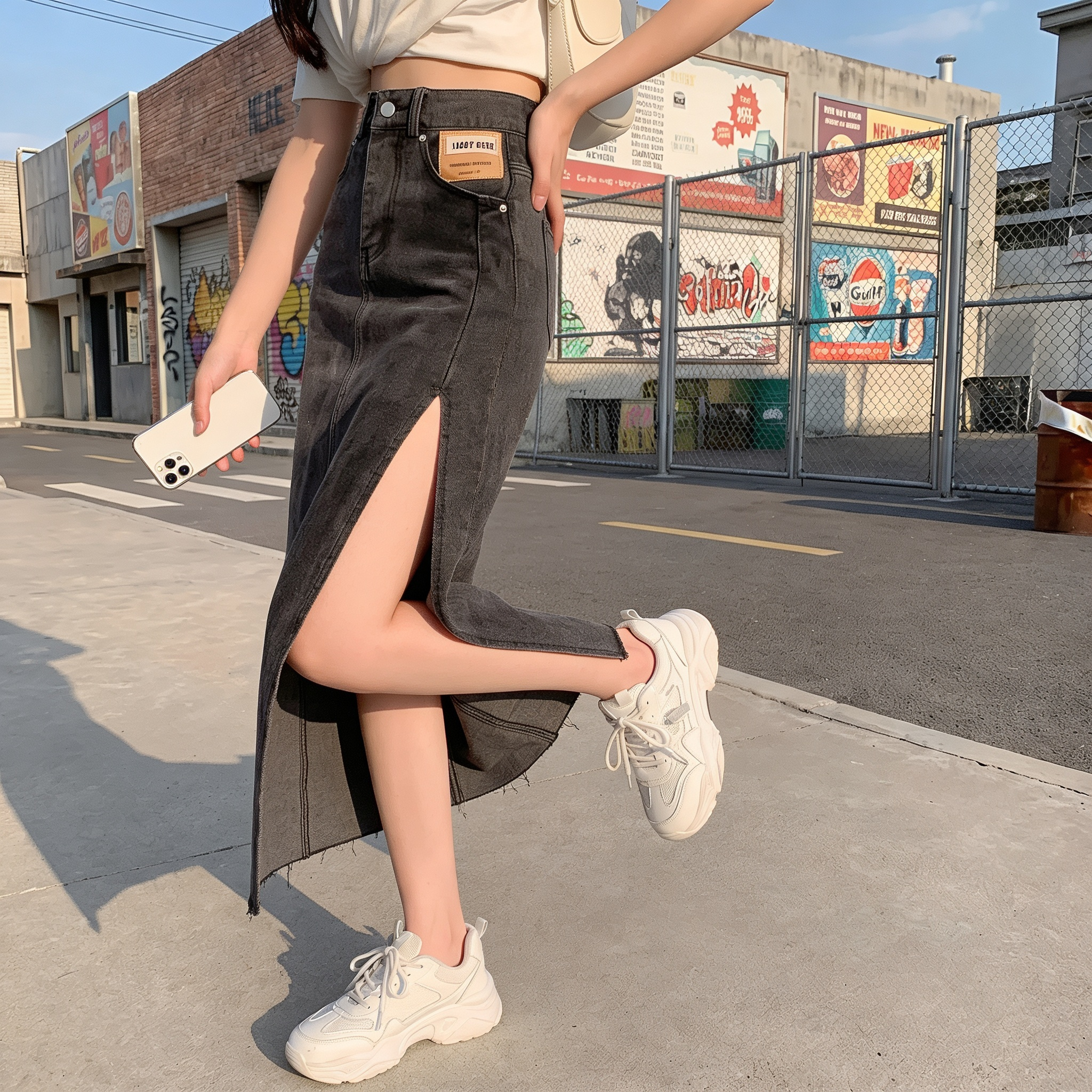 Denim Long Y2K Skirt