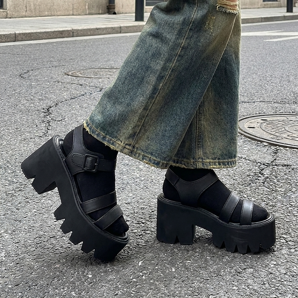 Black Y2K Chunky Heel