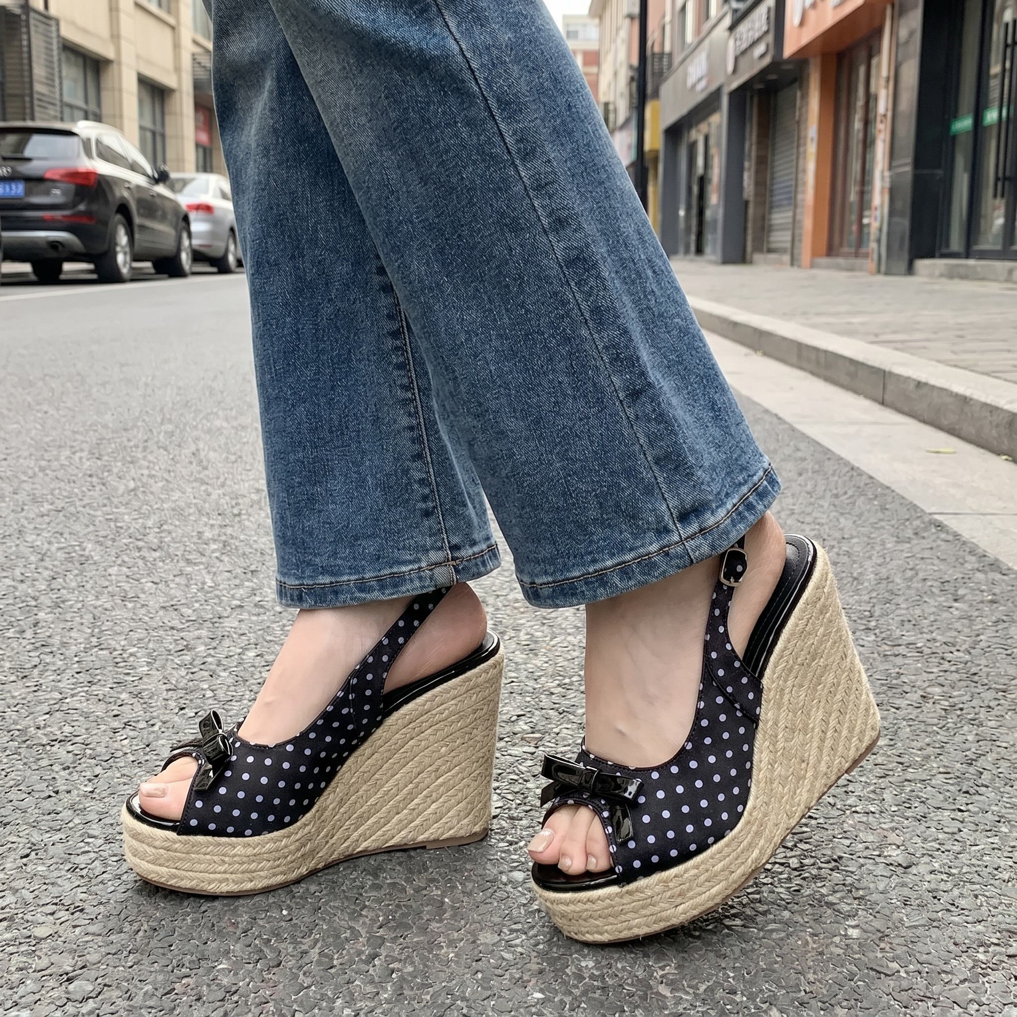 Woven High Heels Wedge Sandals