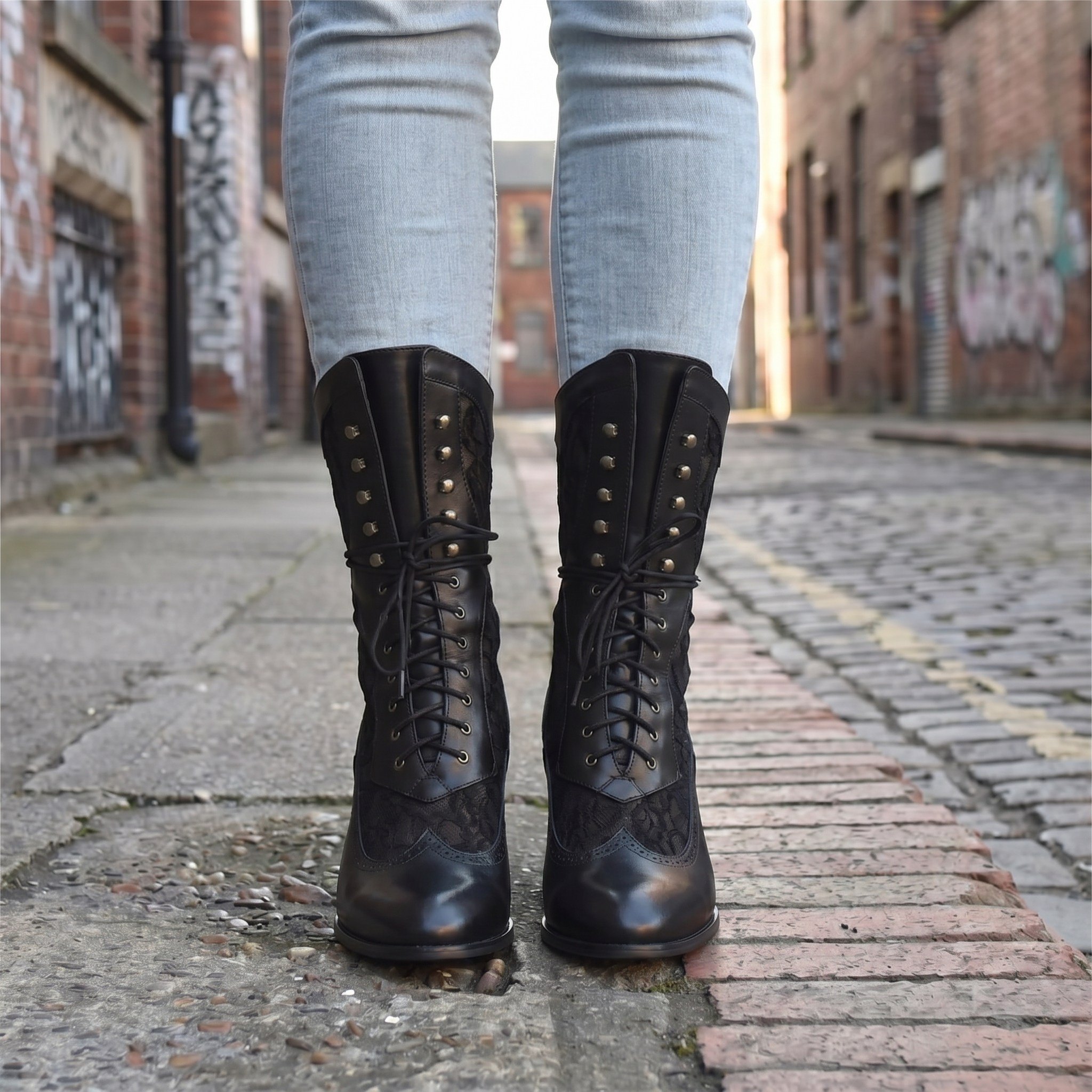 Y2K Lace-Up Heeled Boots