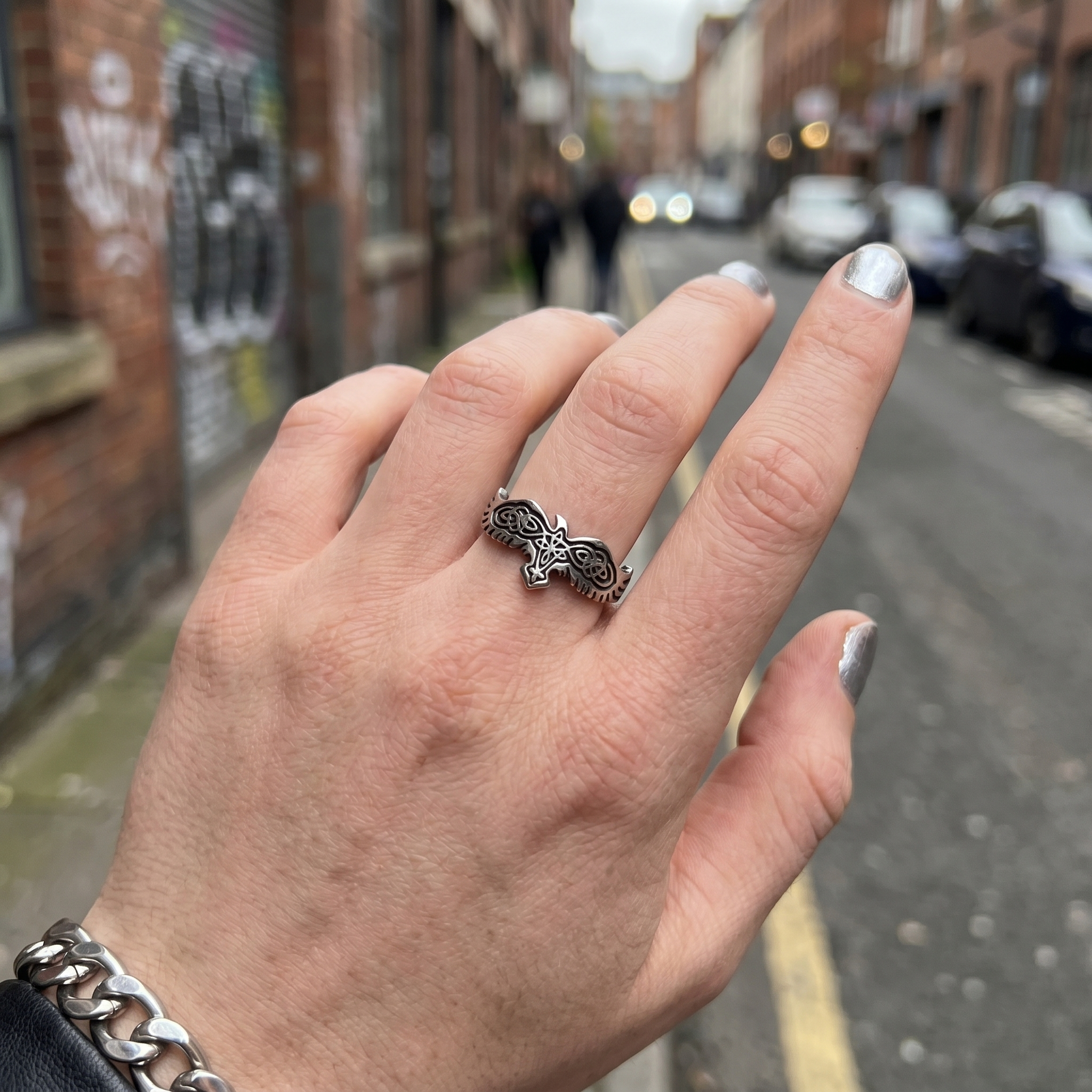 Y2K Silver Eagle Ring