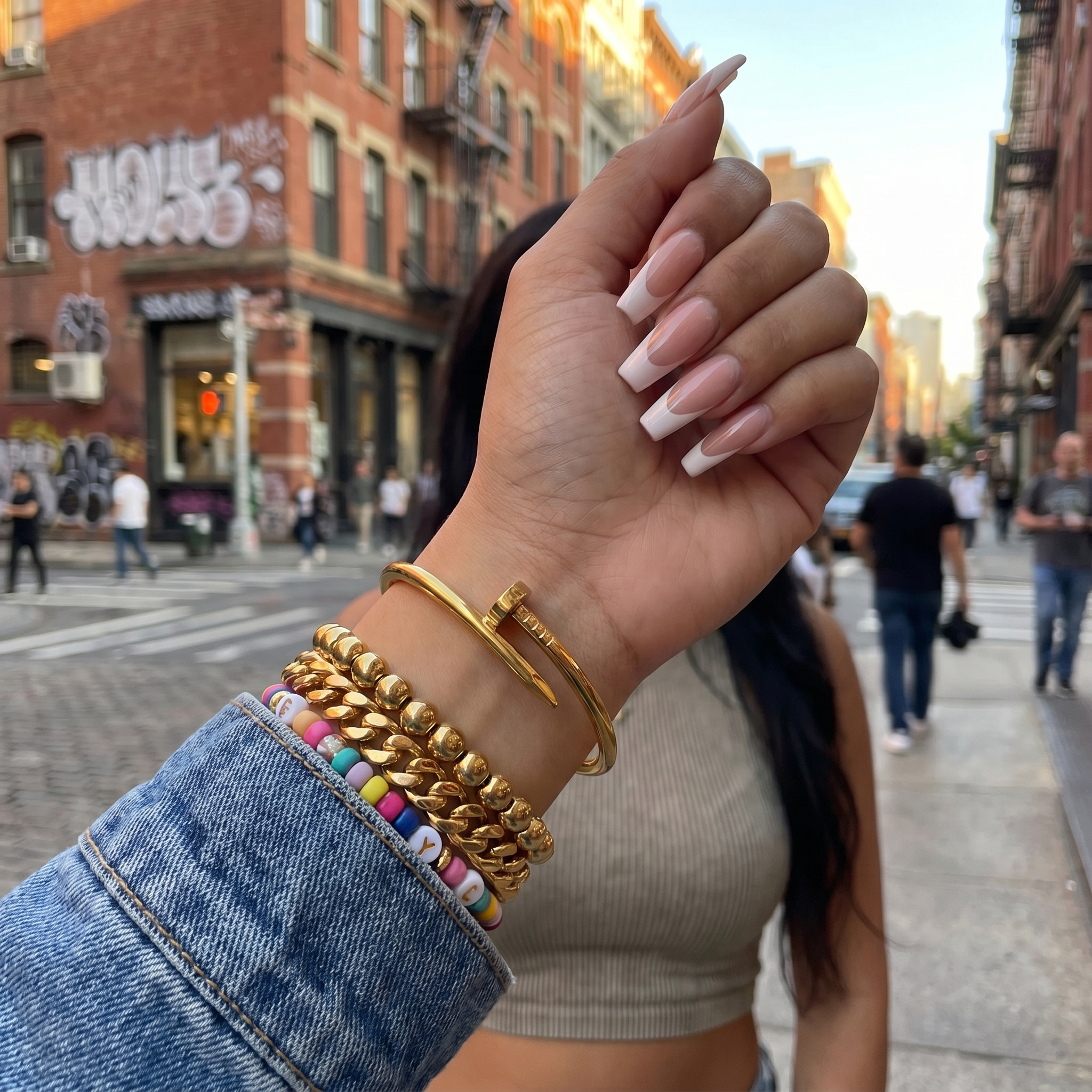 Y2K Gold Nail Bracelet