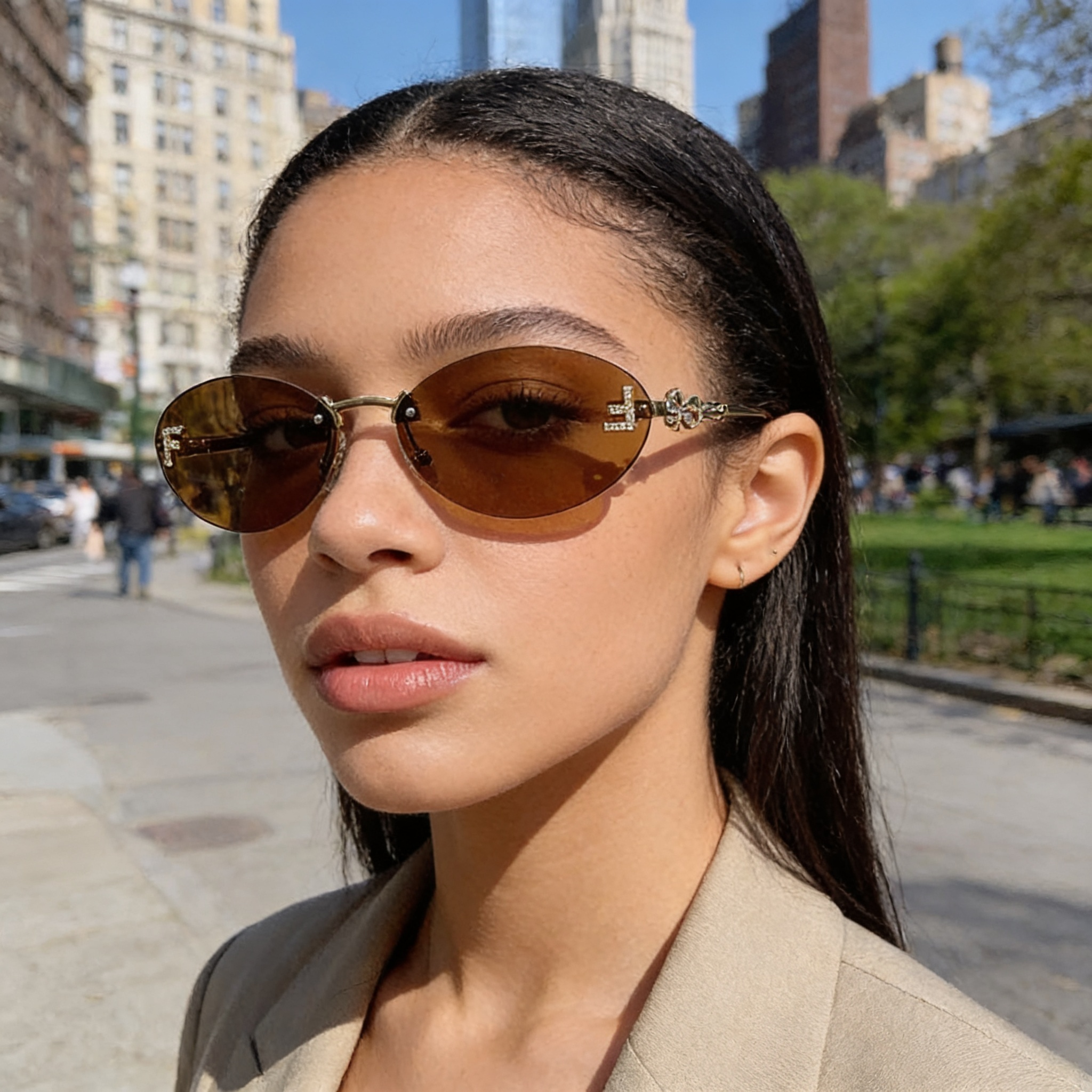 Y2K Frameless Oval Sunglasses
