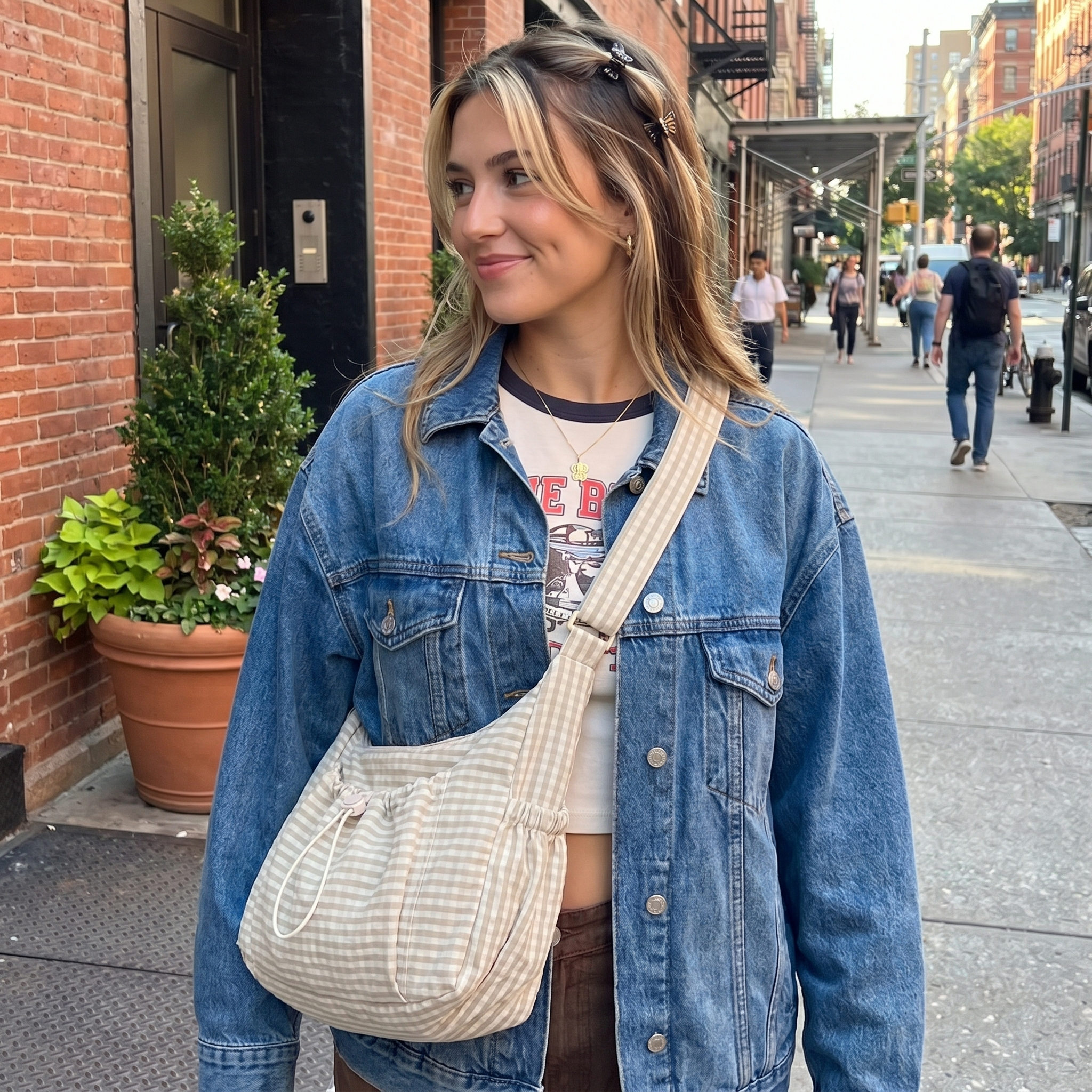 Y2K Plaid Shoulder Bag