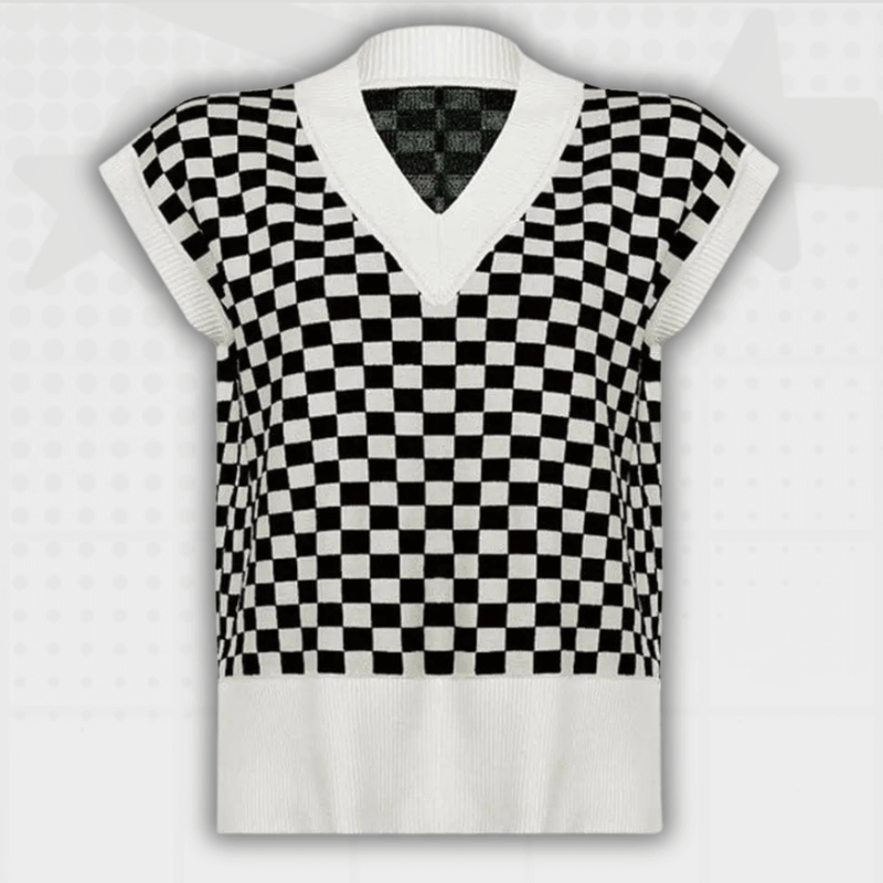 Plaid Knitted Y2K Vest