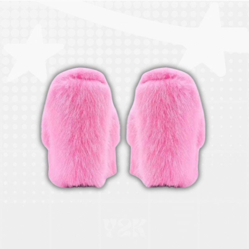 Wedge-heeled Y2K Fur Sandals