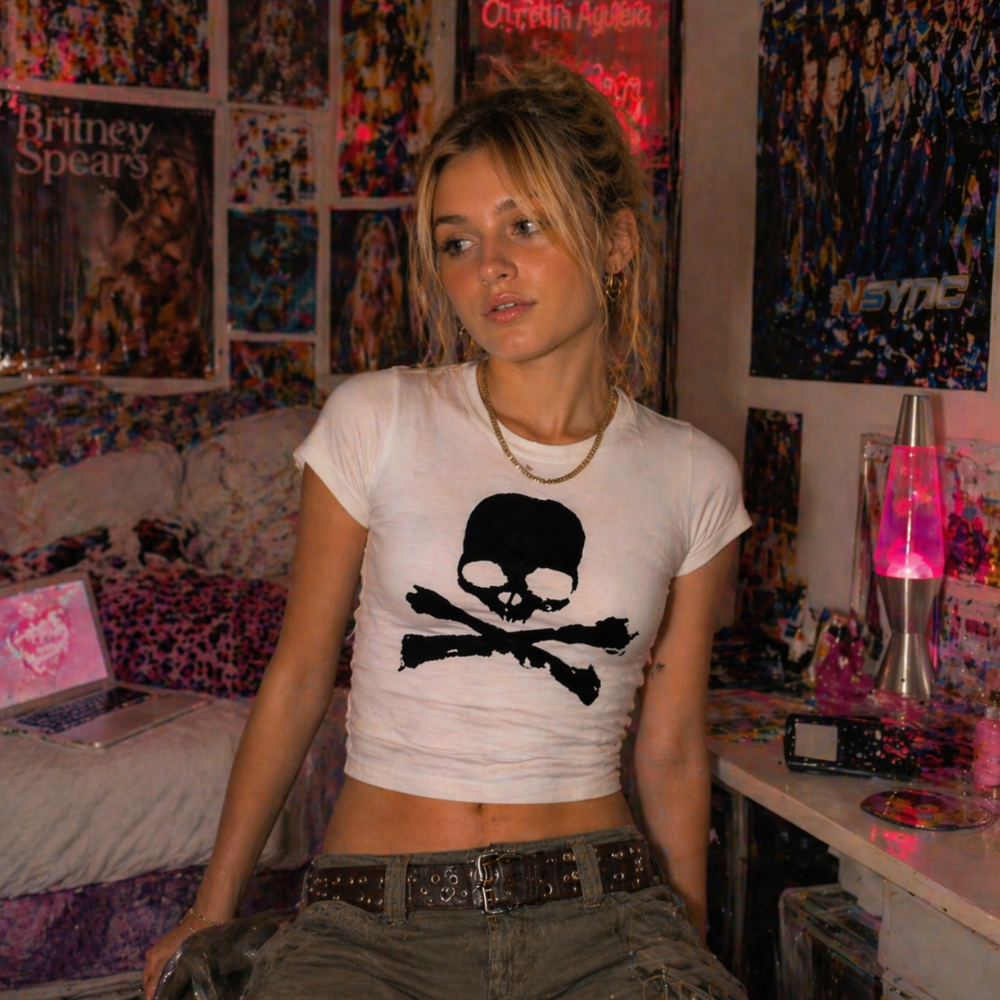 Skull Baby Tee Y2K
