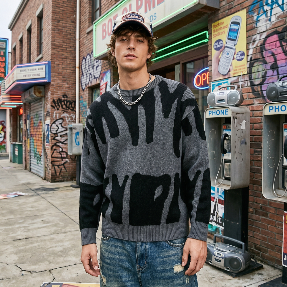 Y2K Abstract Pattern Sweater