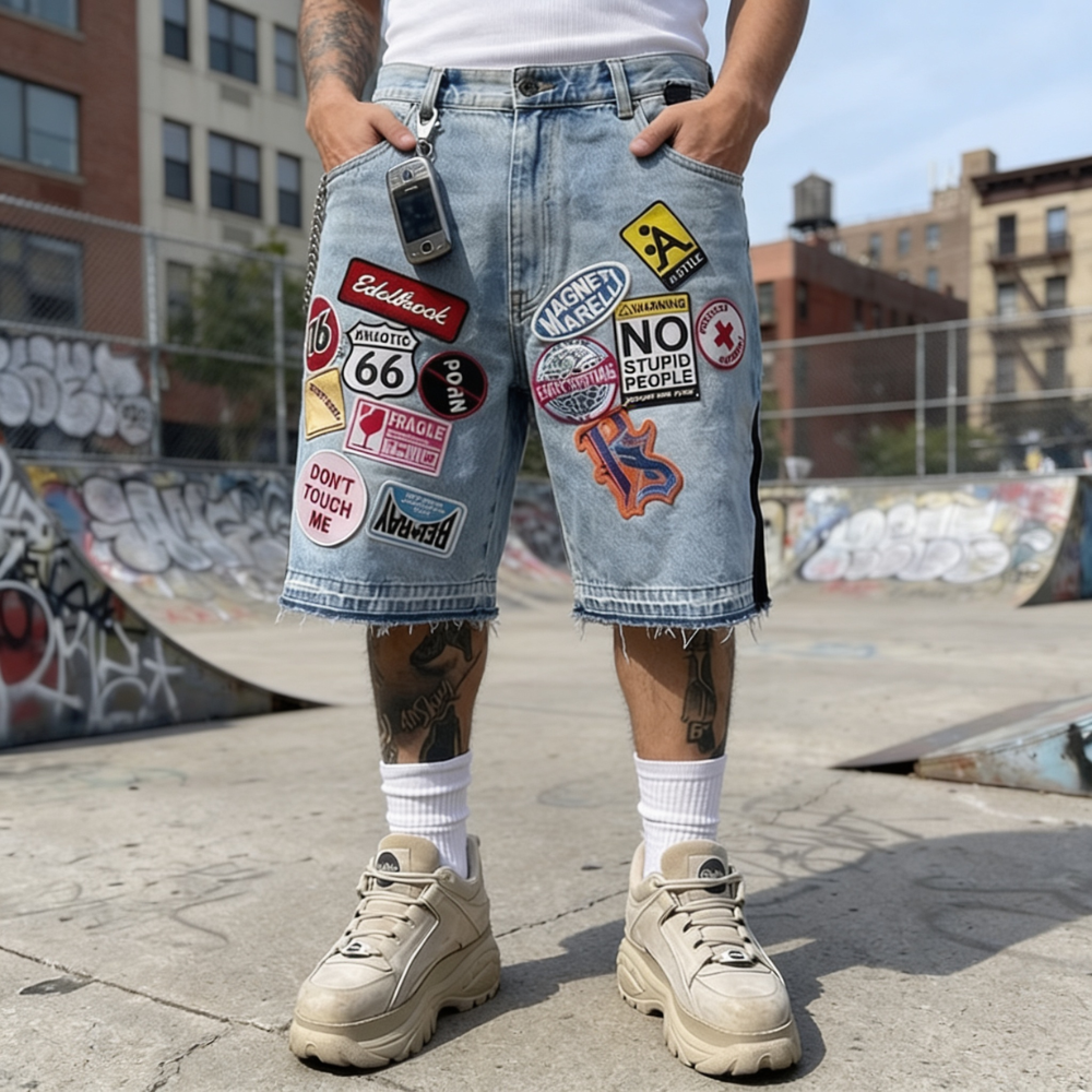 Patchwork Graphic Jorts