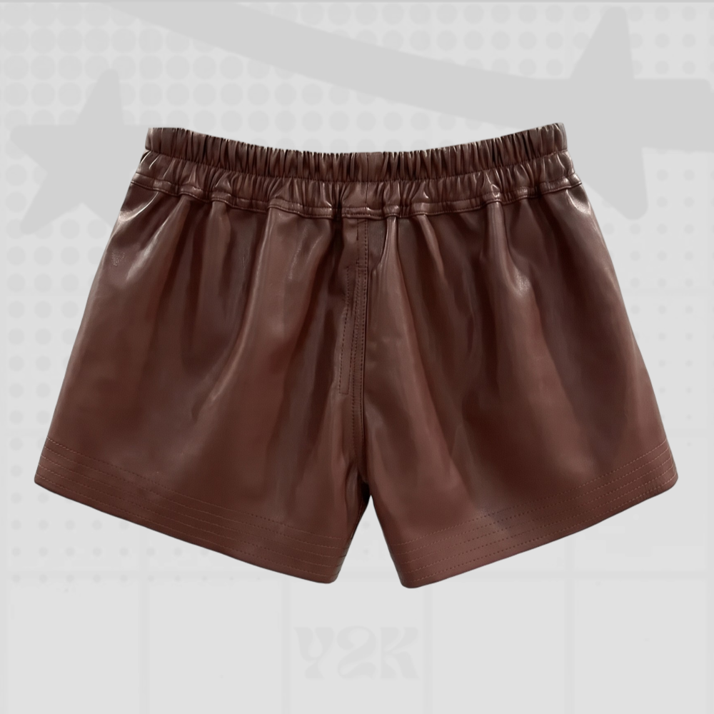 Drawstring Faux Leather Shorts