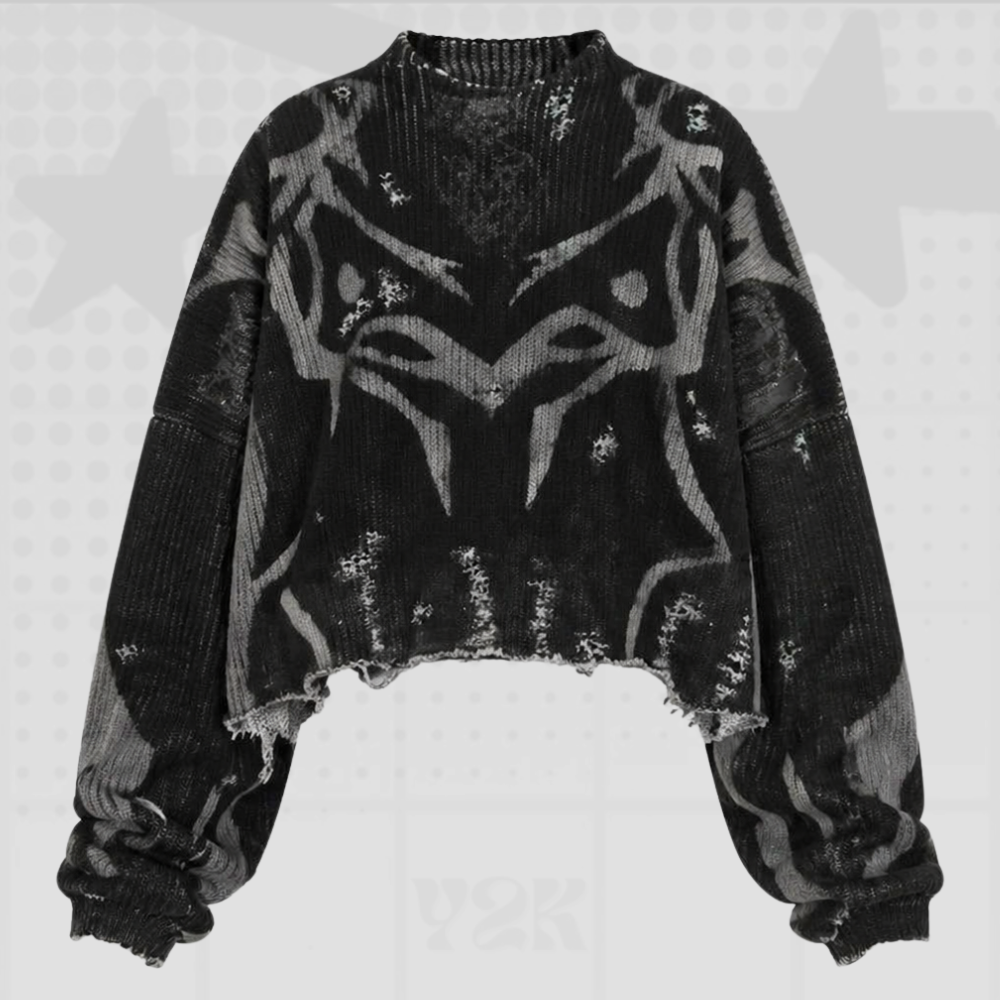 Y2K Gothic Cropped Sweater