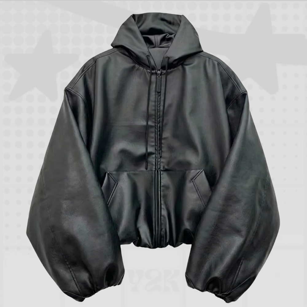 Hooded Faux Leather Jacket