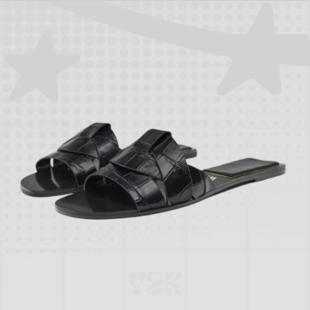 Woven Leather Slide Sandals