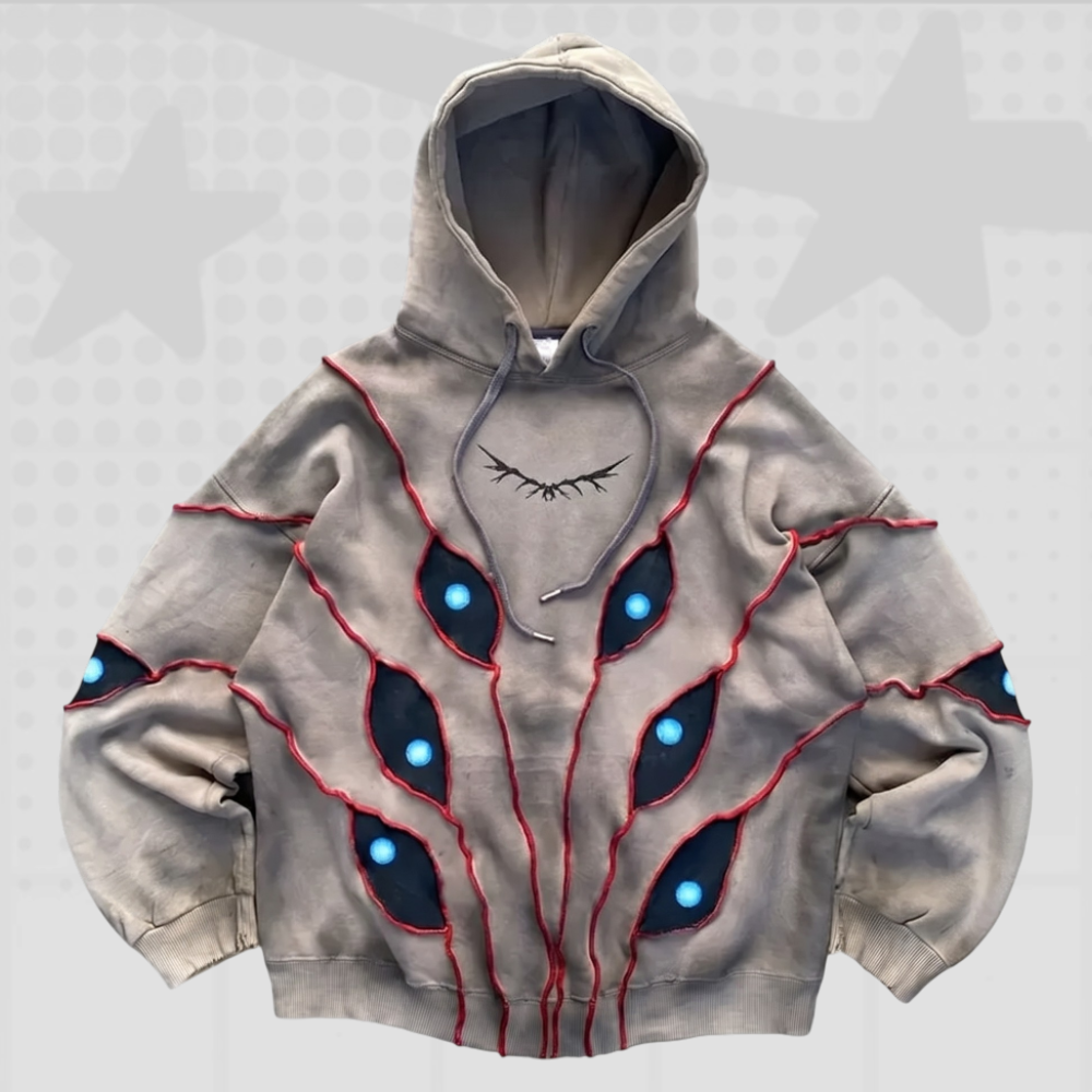 Gothic Eye Patchwork Hoodie